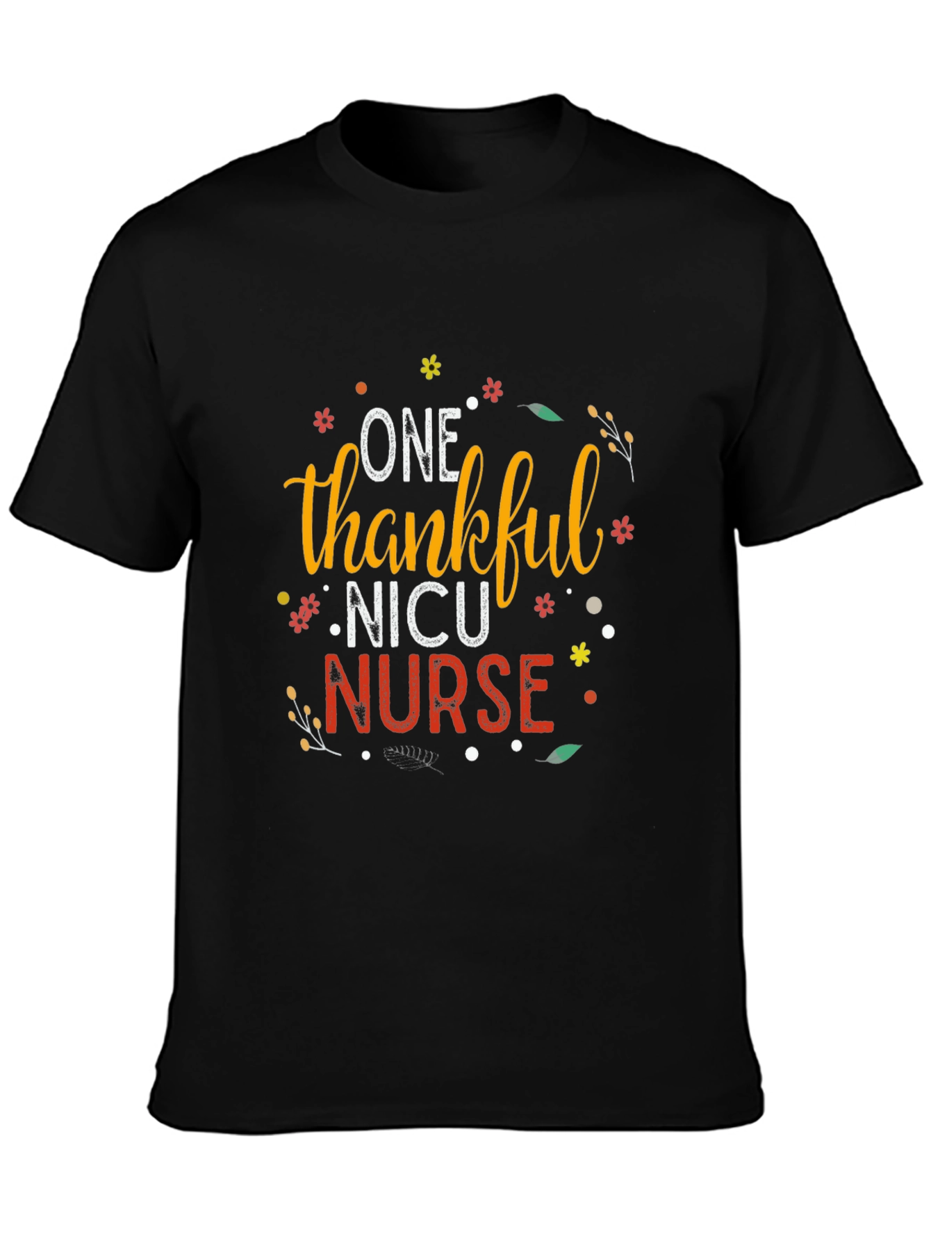One Thankful NICU Nurse Black T-Shirt