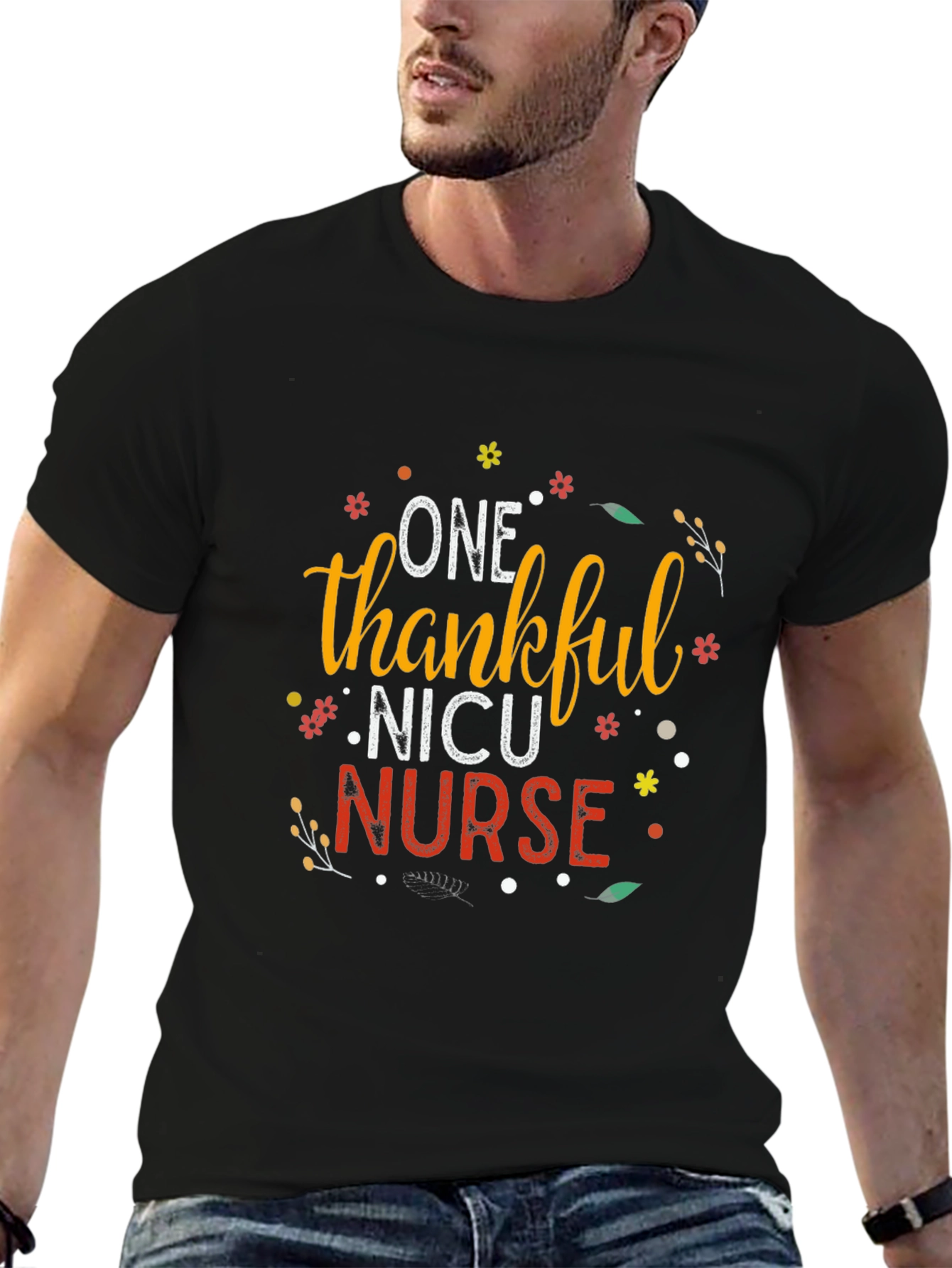 One Thankful NICU Nurse Black T-Shirt
