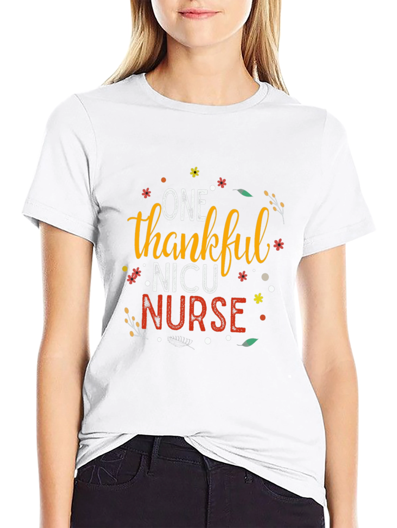 One Thankful NICU Nurse Black T-Shirt