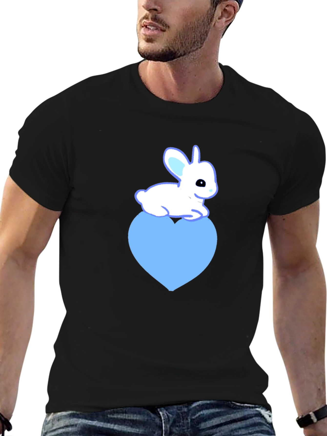 Cute Rabbit Heart Graphic Tee - Soft Cotton Blend