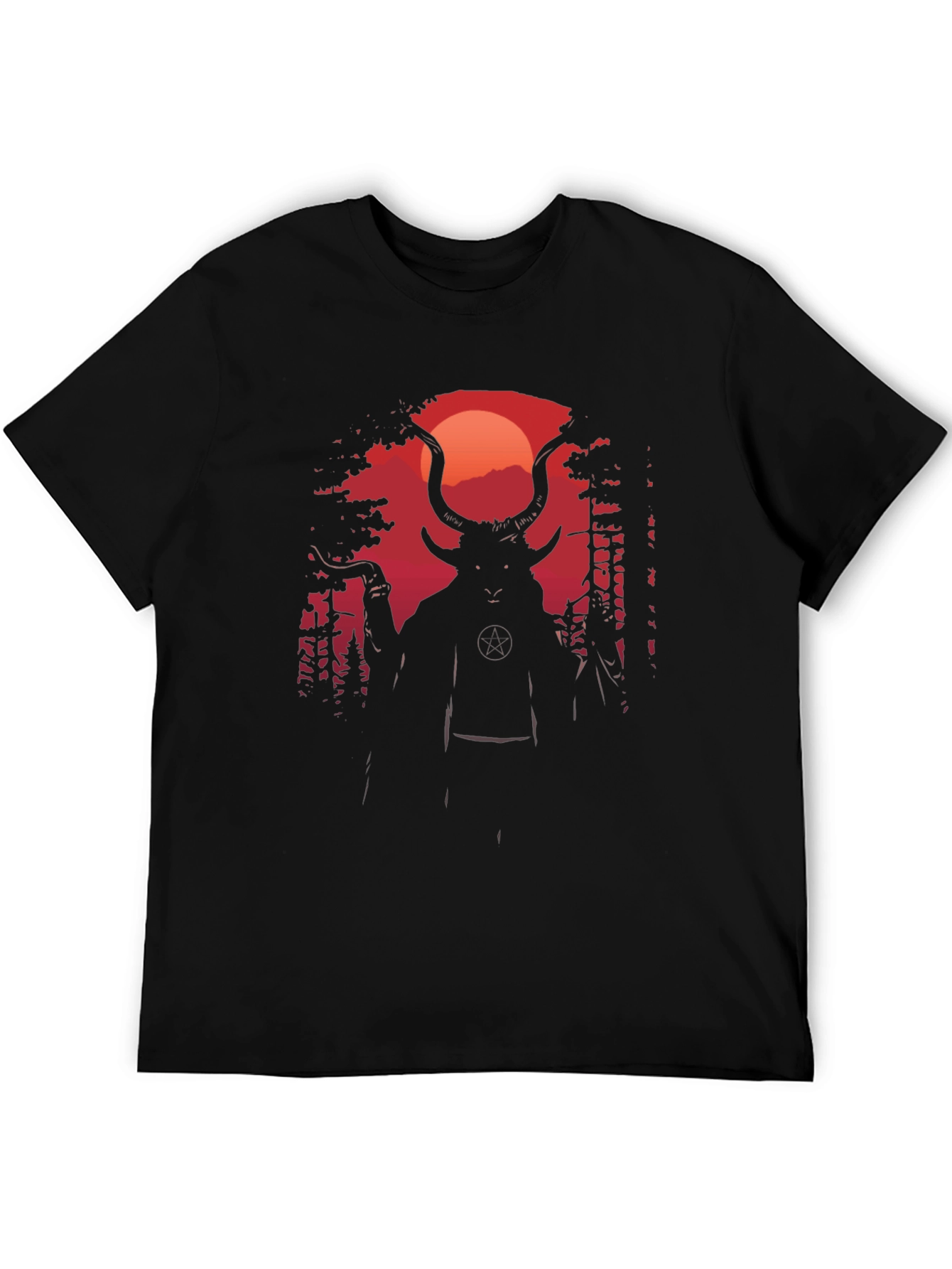 Occult Baphomet Graphic Tee - Black Cotton Shirt