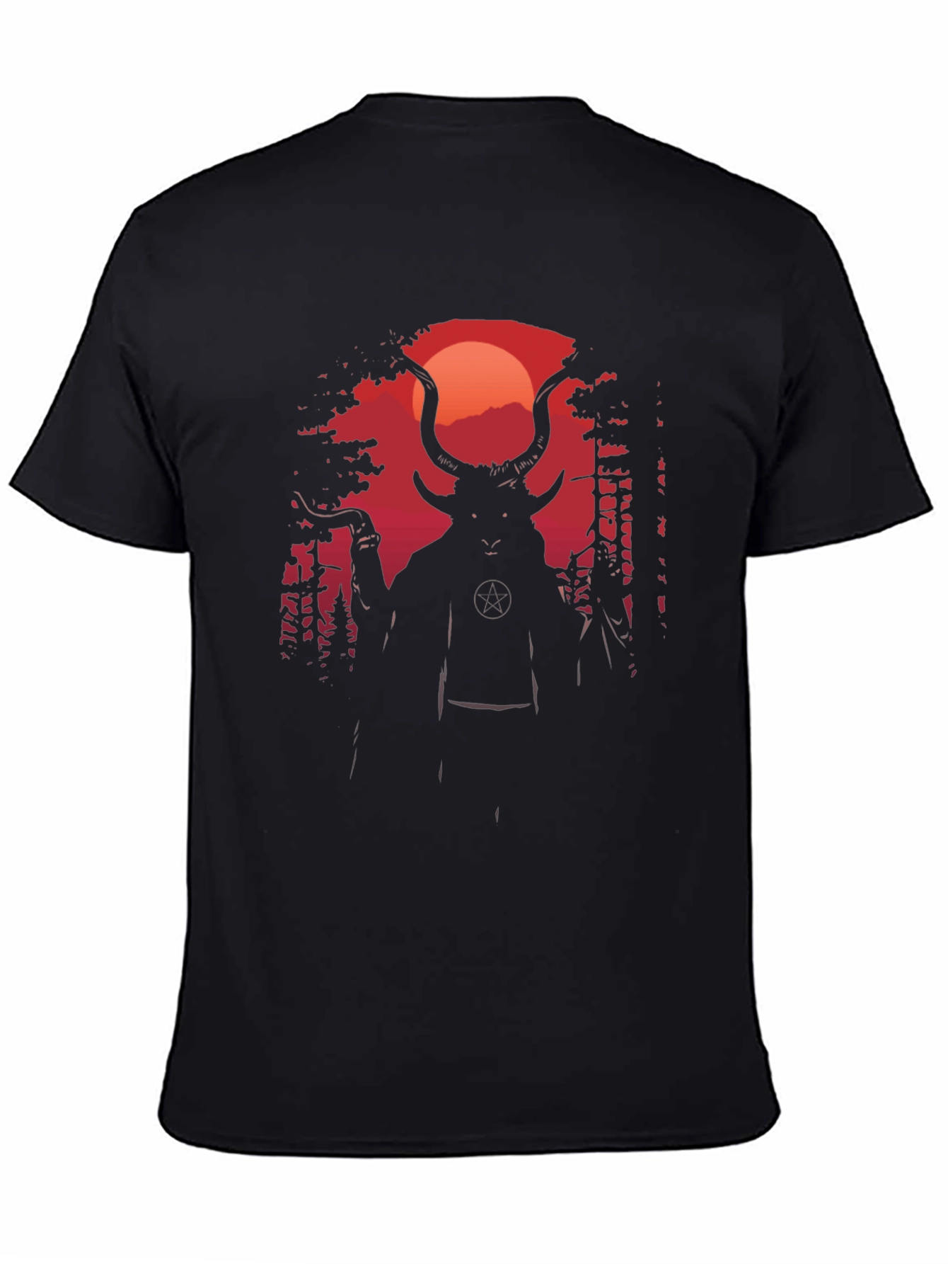 Occult Baphomet Graphic Tee - Black Cotton Shirt