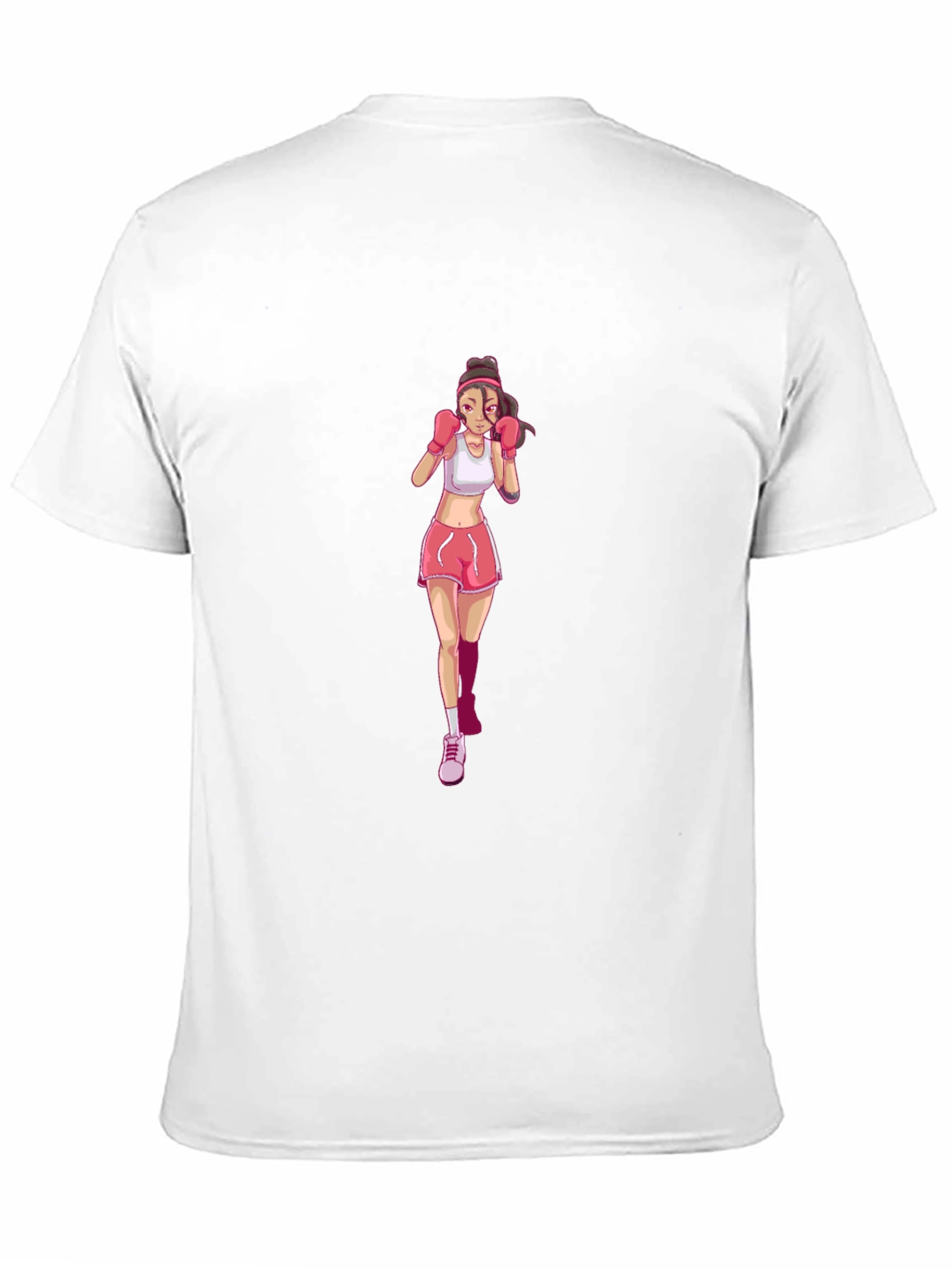 Boxing Girl Graphic Tee - Black Cotton T-Shirt