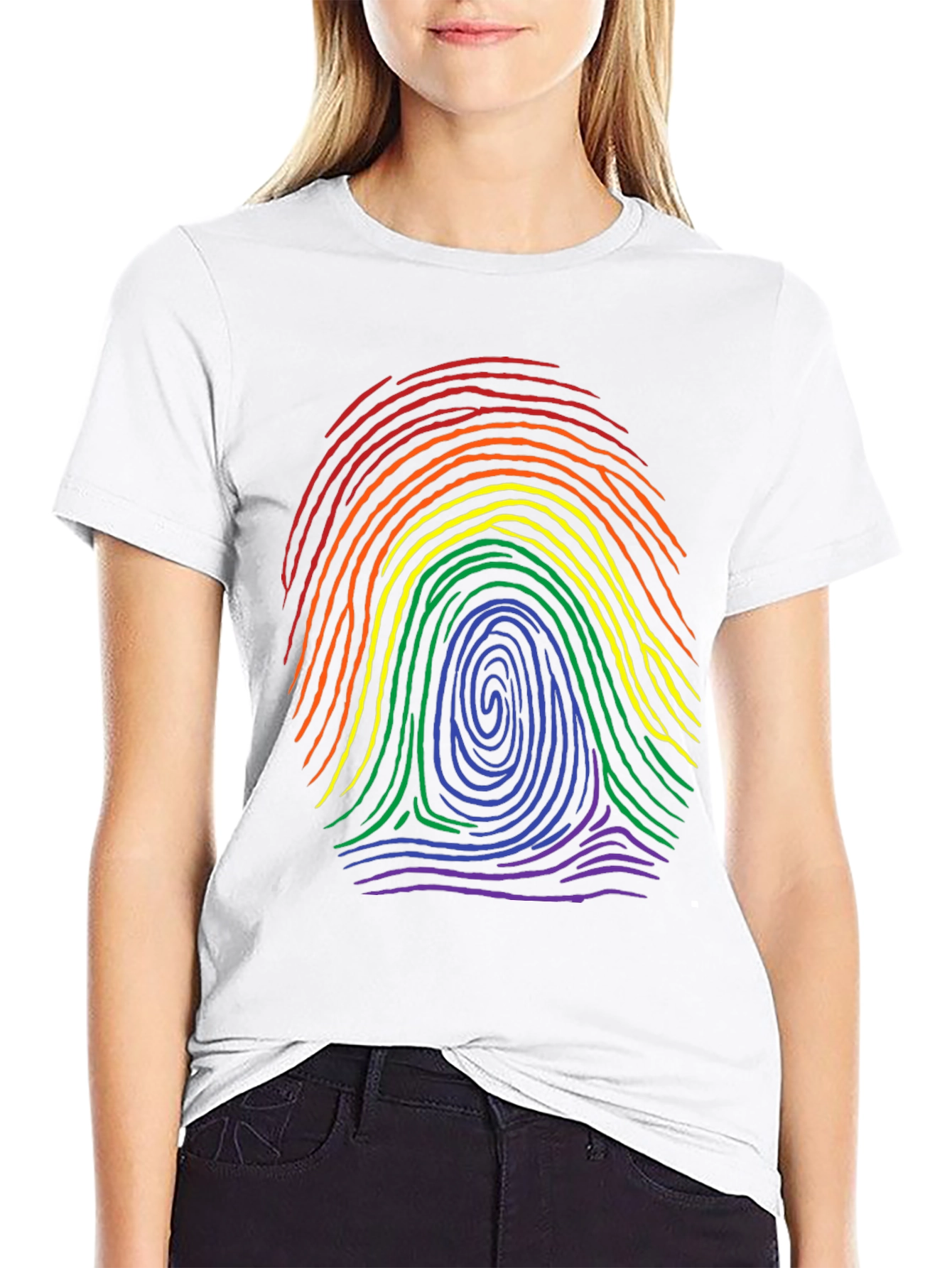 LGBTQ Rainbow Fingerprint Black T-Shirt
