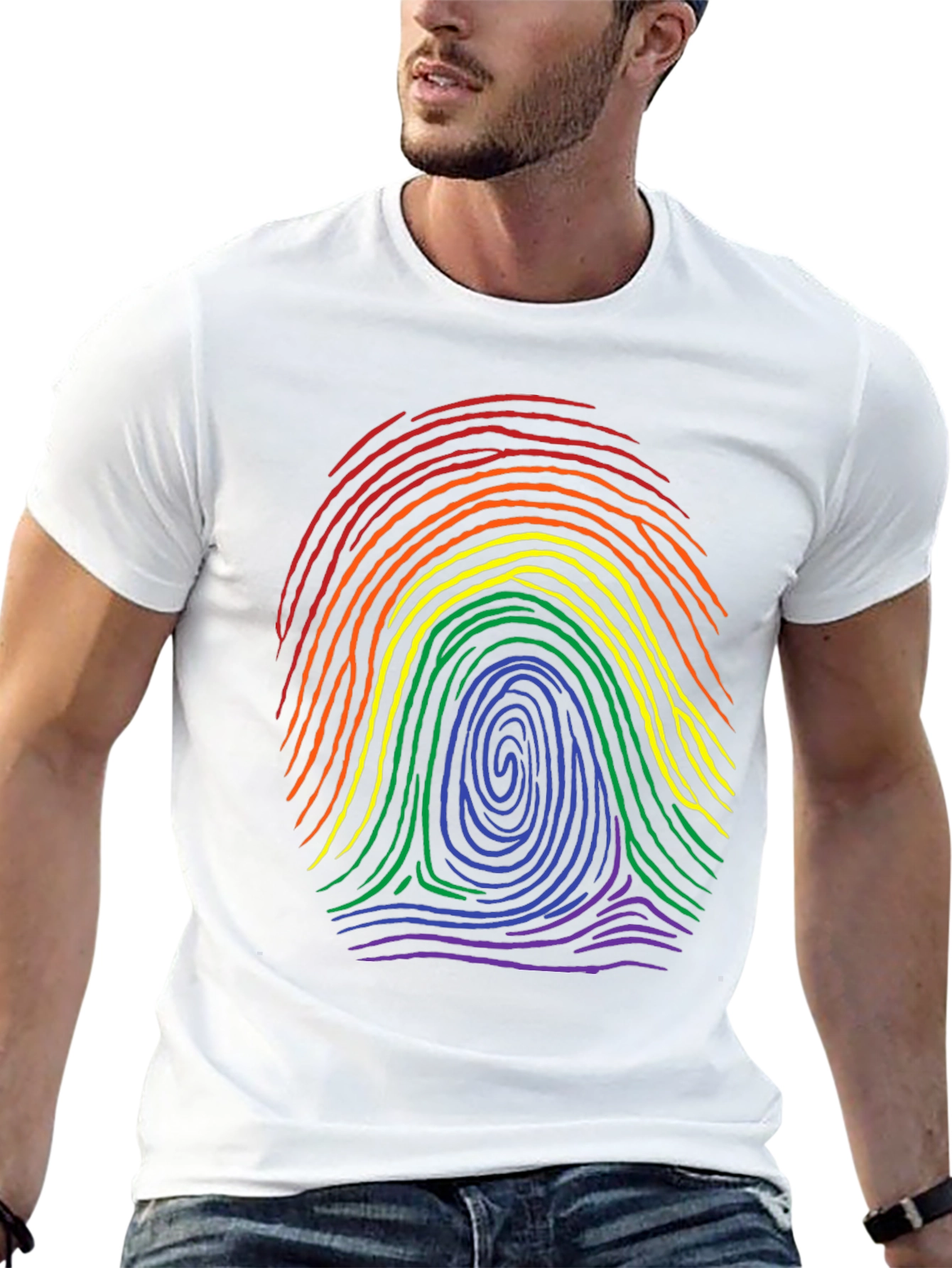 LGBTQ Rainbow Fingerprint Black T-Shirt