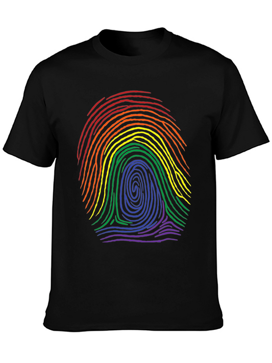 LGBTQ Rainbow Fingerprint Black T-Shirt