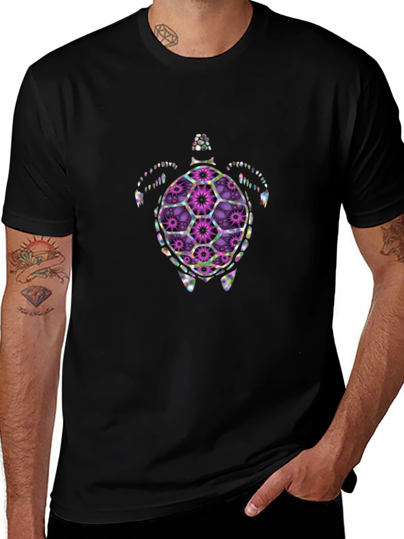 Floral Turtle Graphic T-Shirt