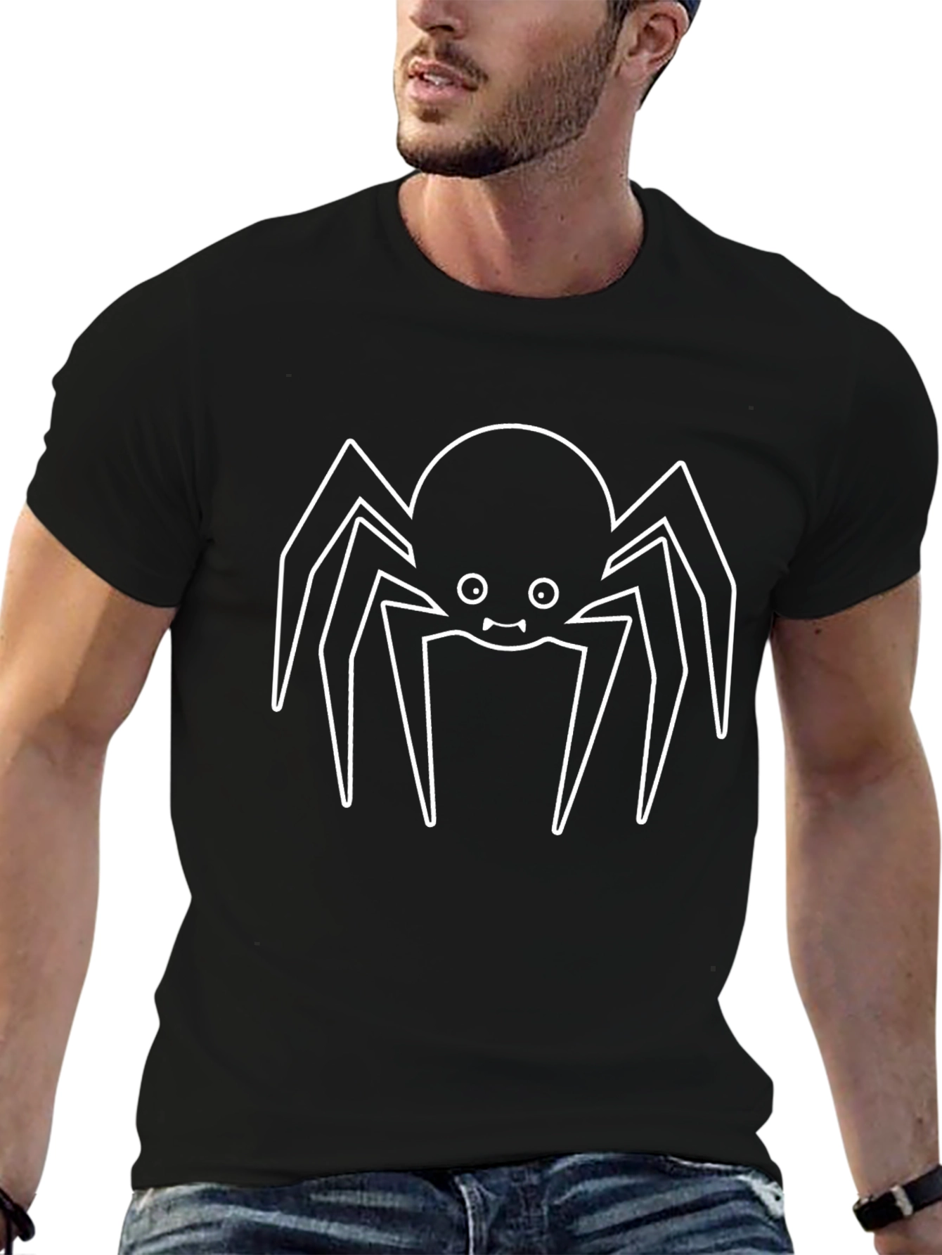 Cute Spider Graphic Tee - Mens Black T-Shirt