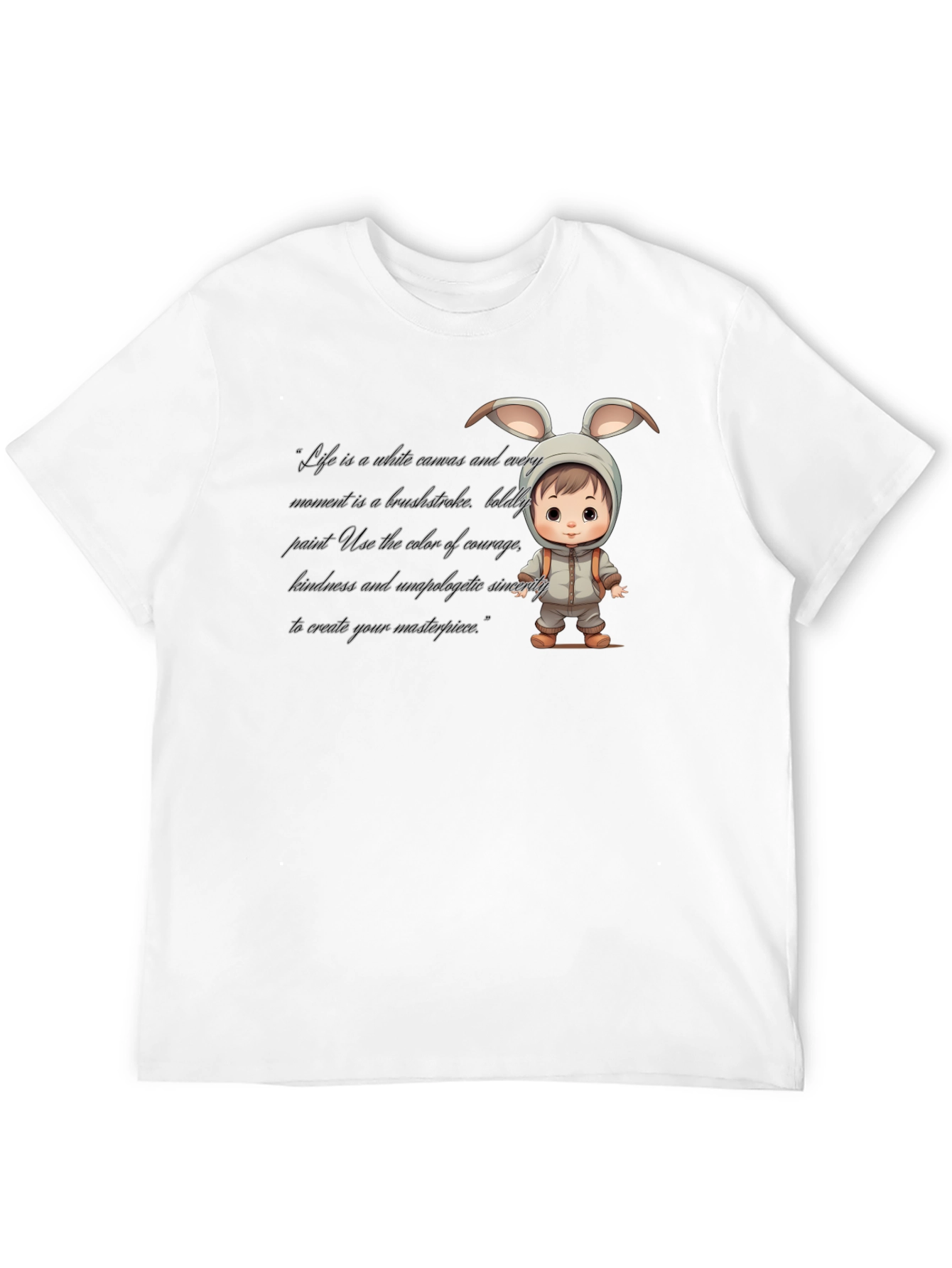 Cute Bunny Baby Art Black T-Shirt