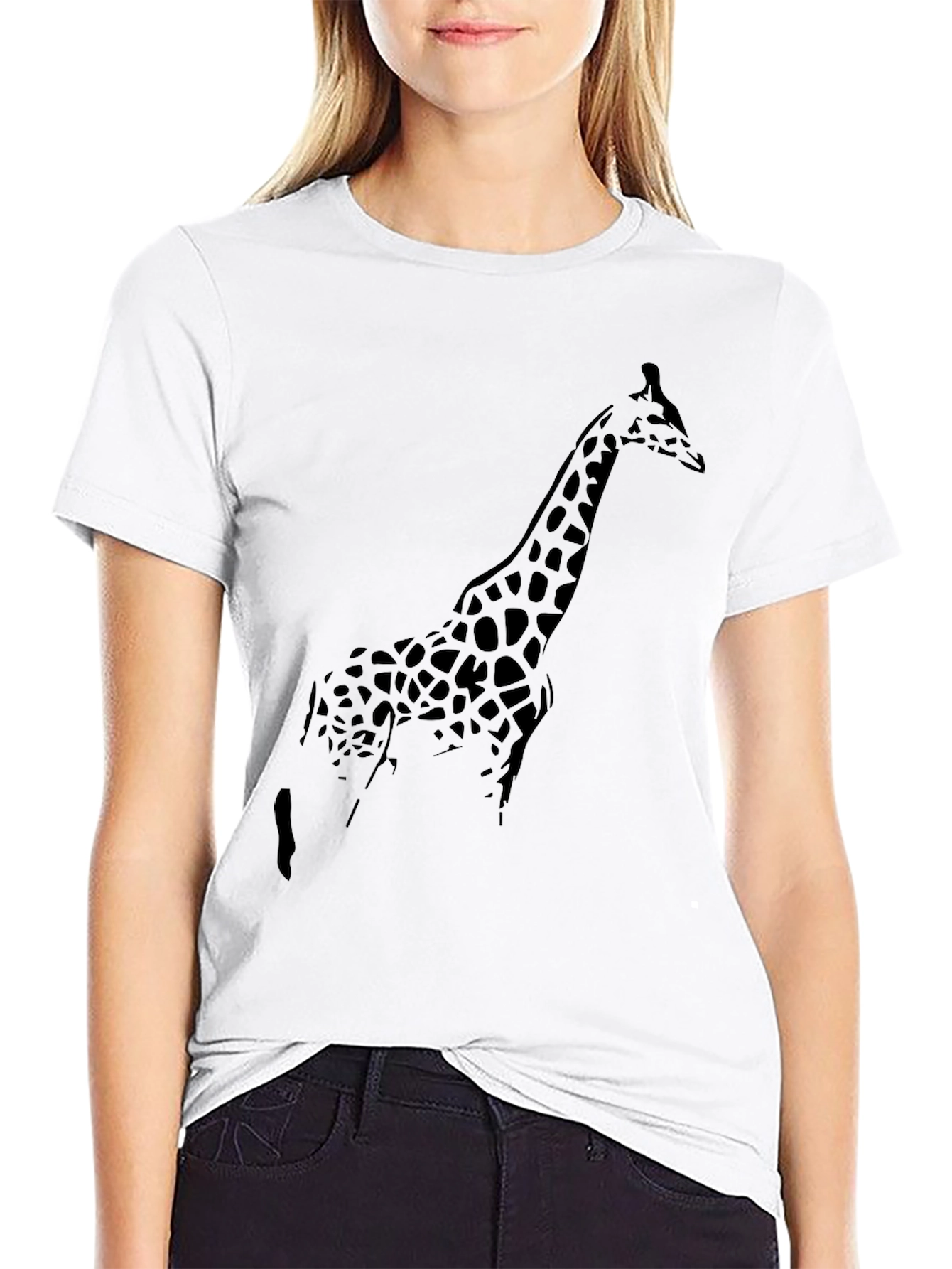 Giraffe Silhouette Mens Black T-Shirt
