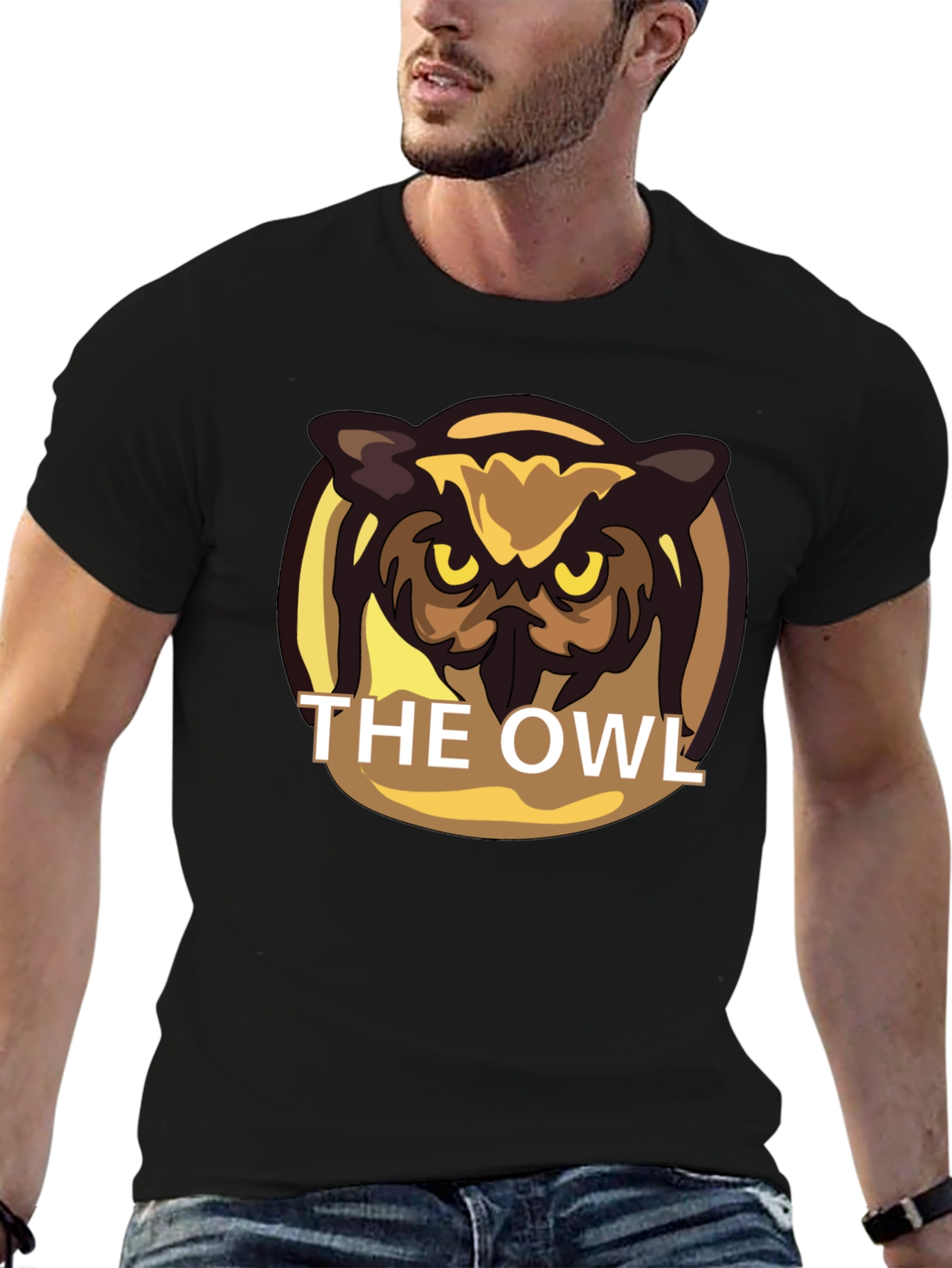 The Owl Graphic Print Black T-Shirt