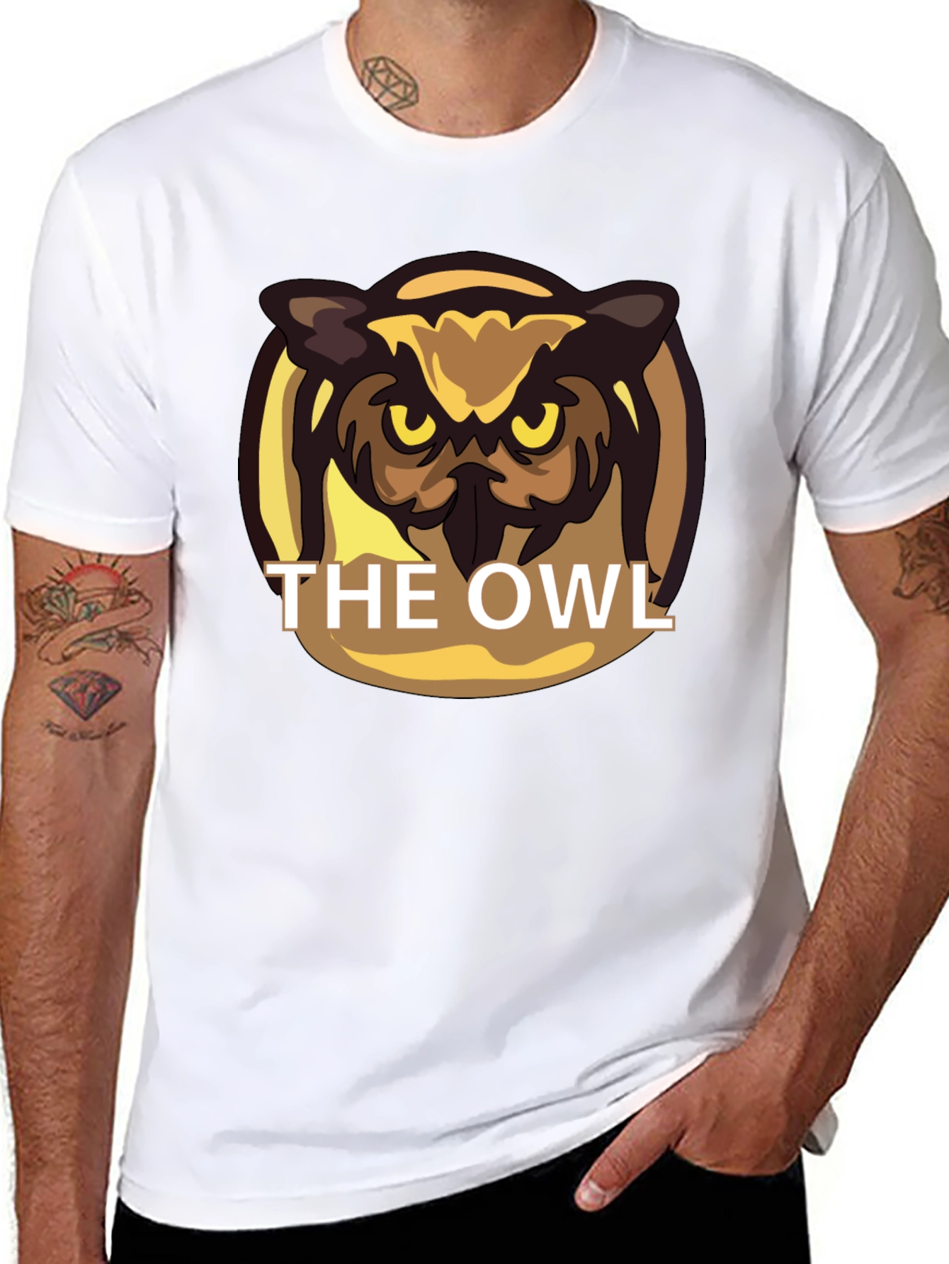 The Owl Graphic Print Black T-Shirt