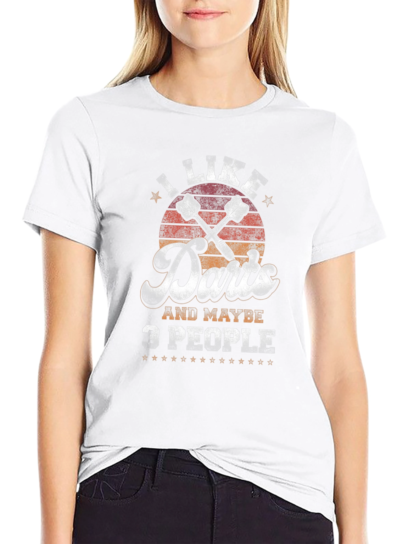 I Like Darts and Maybe 3 People Black T-Shirt