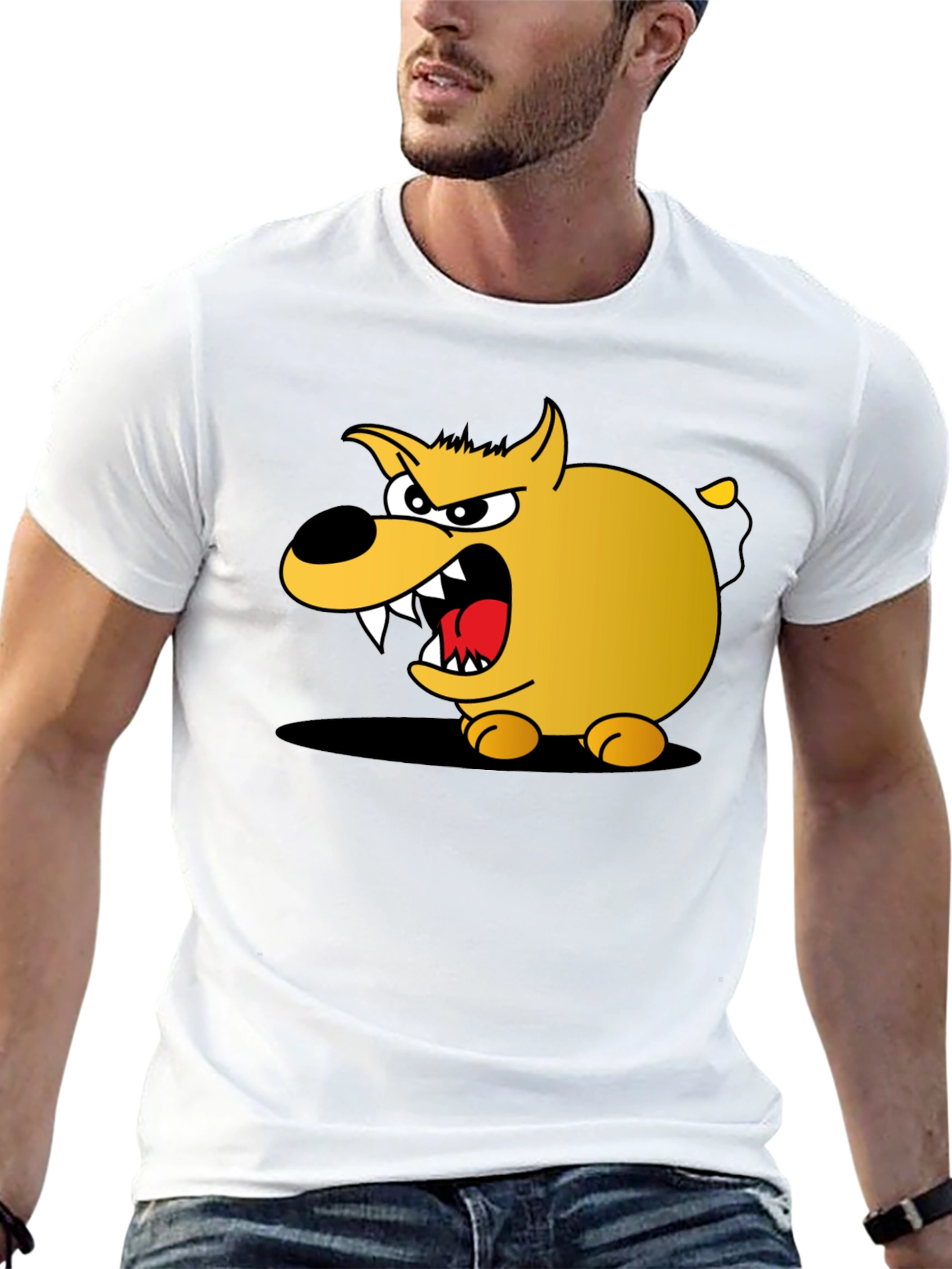 Cartoon Dog Graphic T-Shirt - Black Cotton Tee