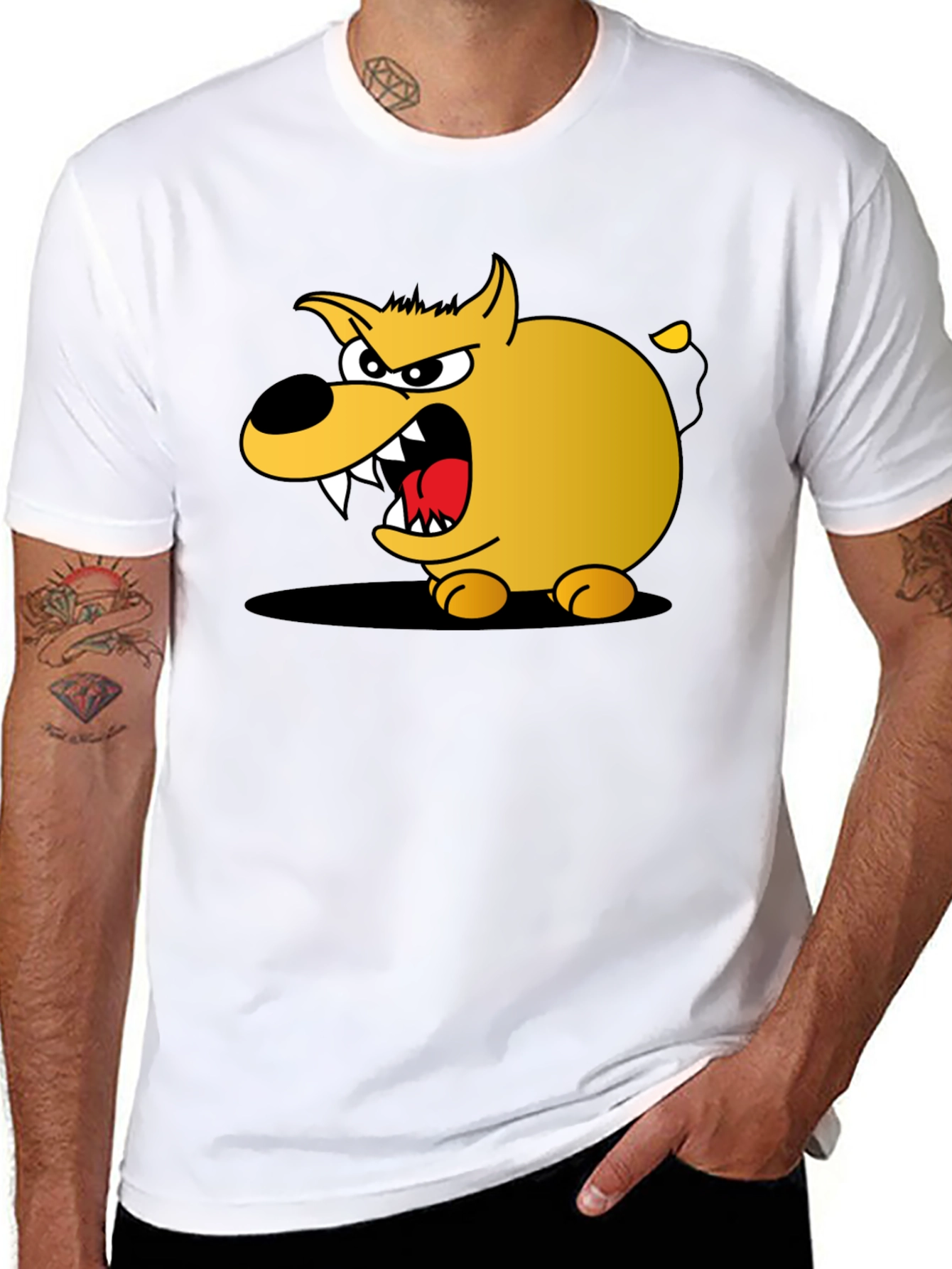 Cartoon Dog Graphic T-Shirt - Black Cotton Tee