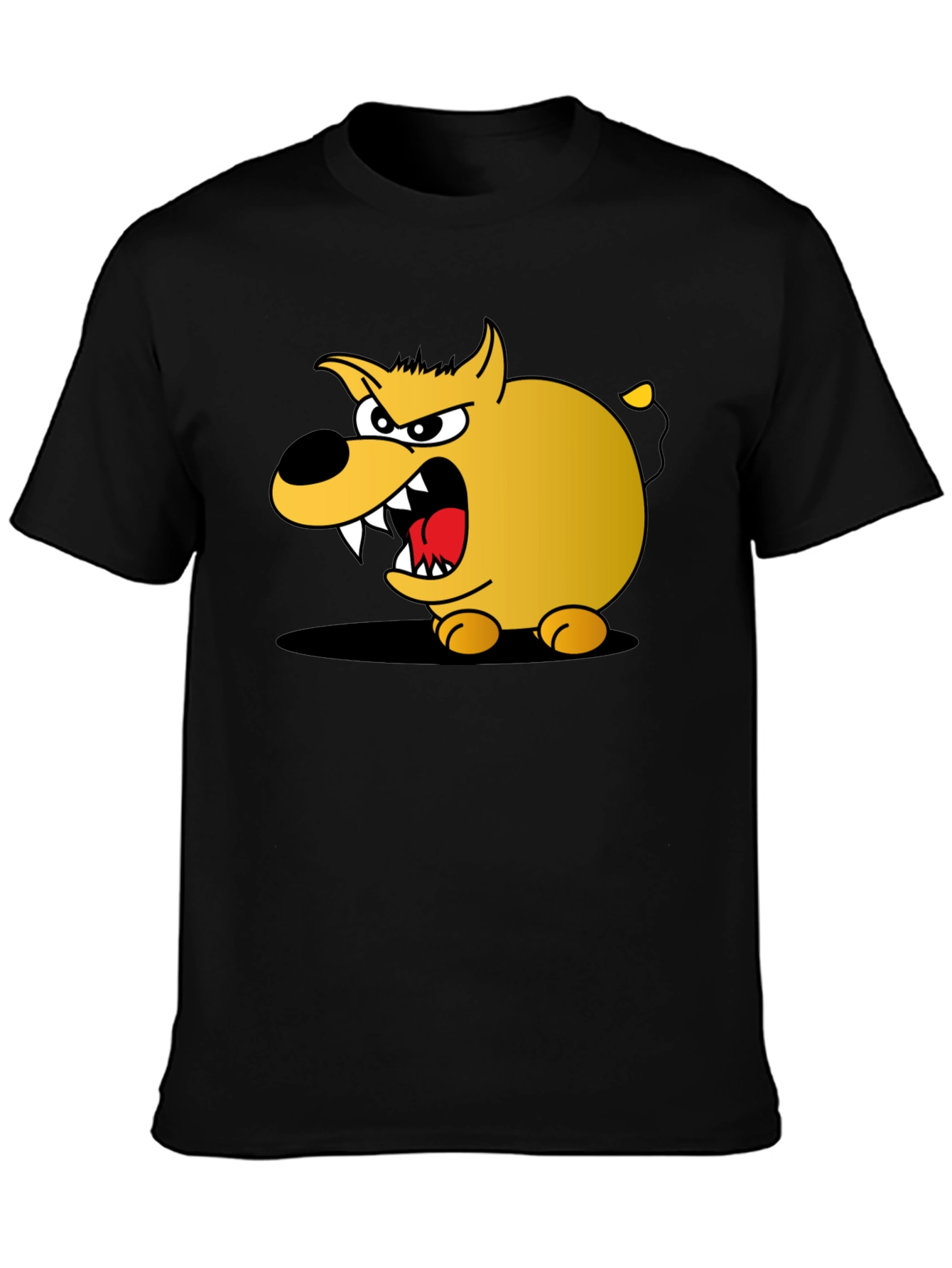 Cartoon Dog Graphic T-Shirt - Black Cotton Tee