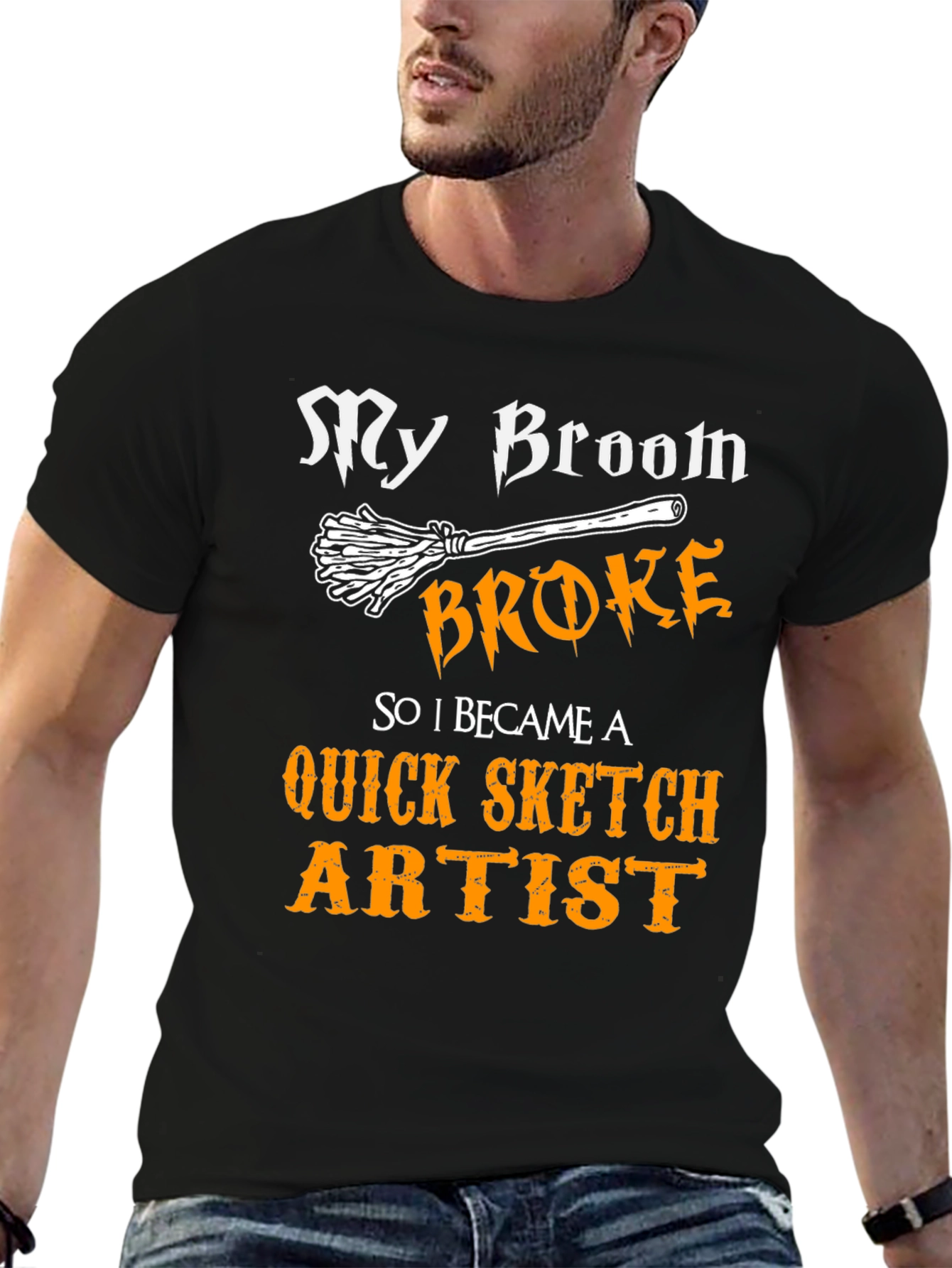 Funny Broom Broke Artist Graphic Tee