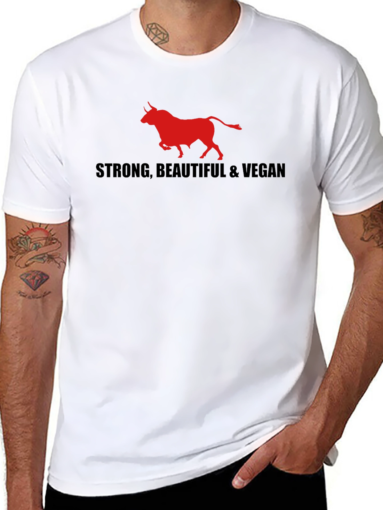 Strong Beautiful & Vegan Bull Graphic Tee