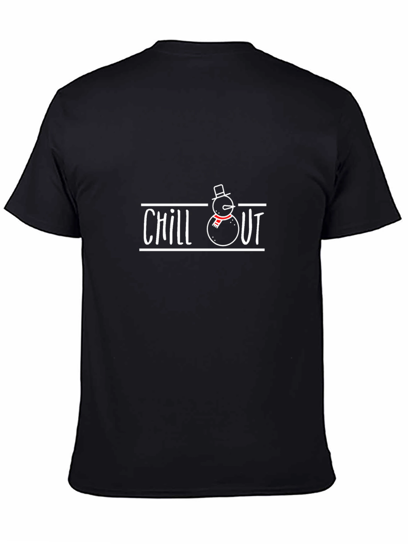 Chill Out Snowman Black Graphic T-Shirt