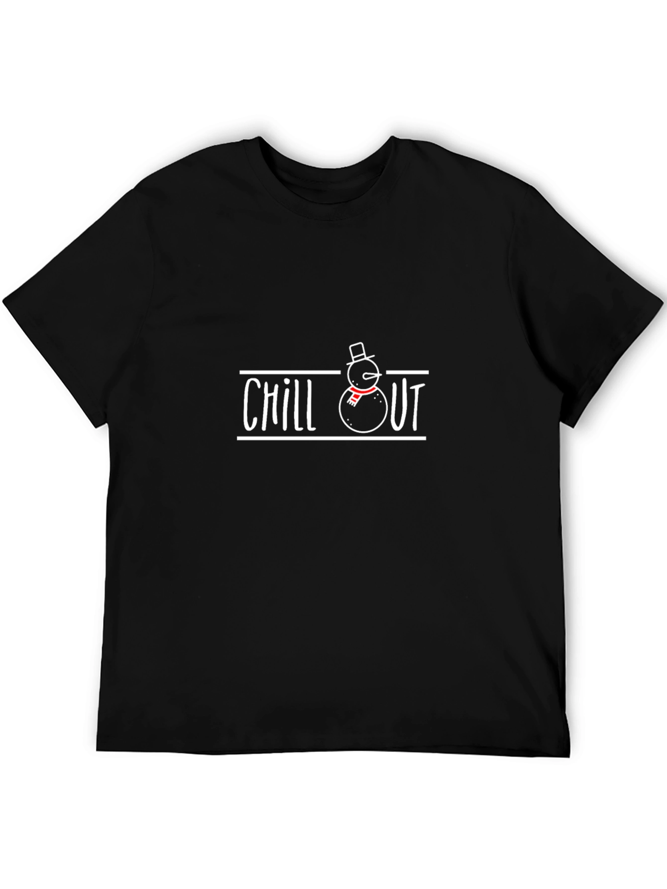 Chill Out Snowman Black Graphic T-Shirt