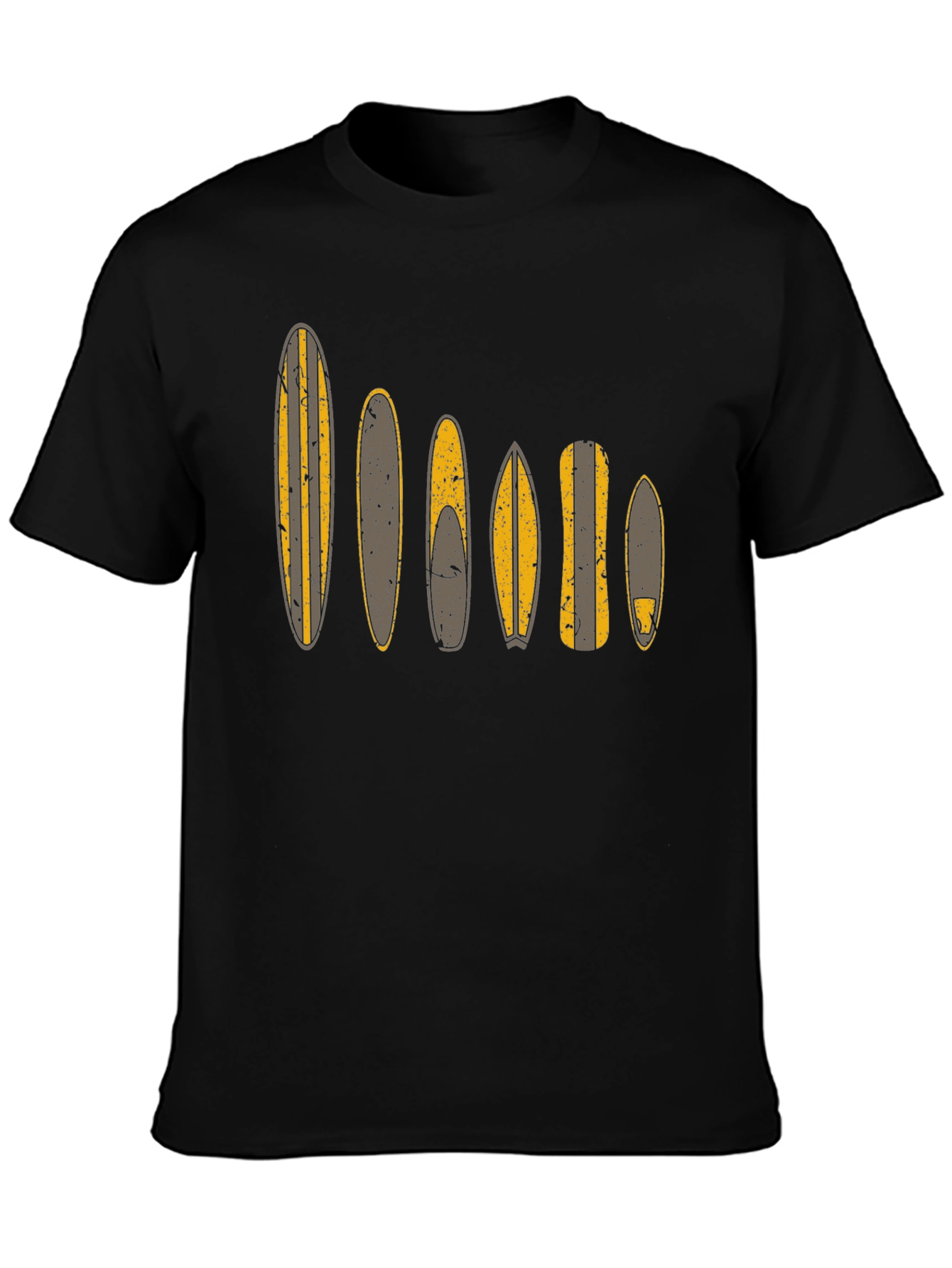 Surfboard Pattern Black T-Shirt