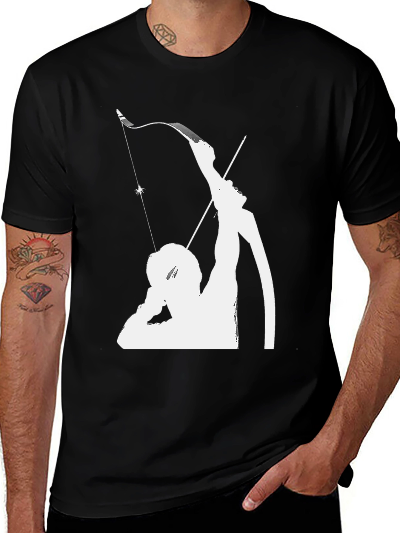 Archer Graphic Tee - Black Cotton Shirt