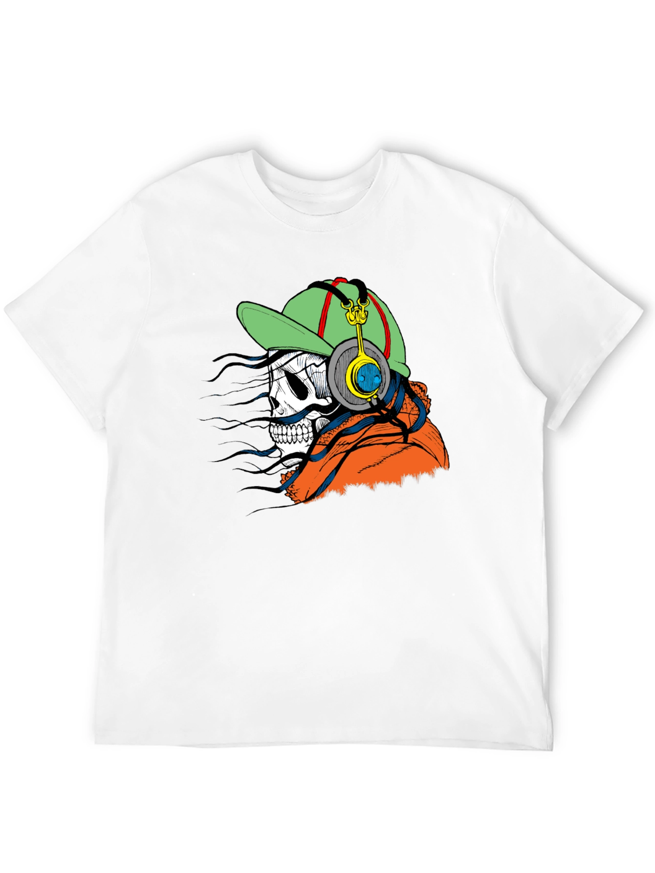 Skull with Headphones Graphic Tee - Cool & Edgy