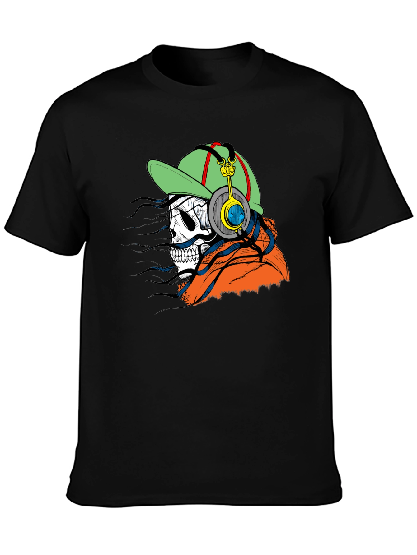 Skull with Headphones Graphic Tee - Cool & Edgy