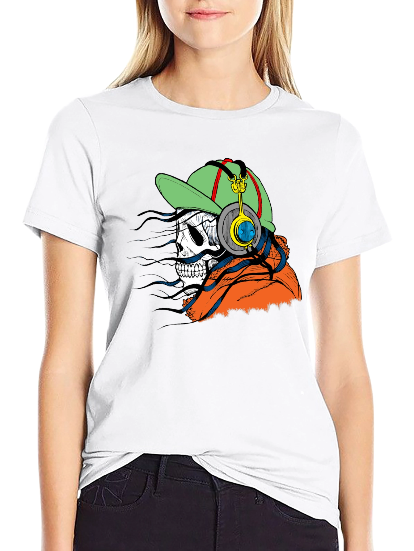 Skull with Headphones Graphic Tee - Cool & Edgy