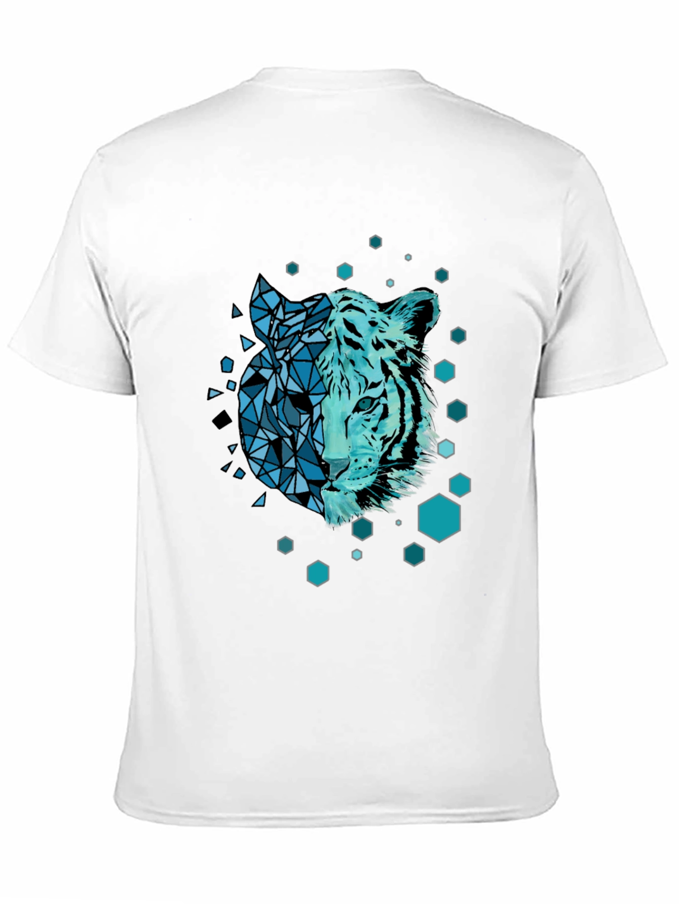 Geometric Tiger Graphic Black Tee Shirt