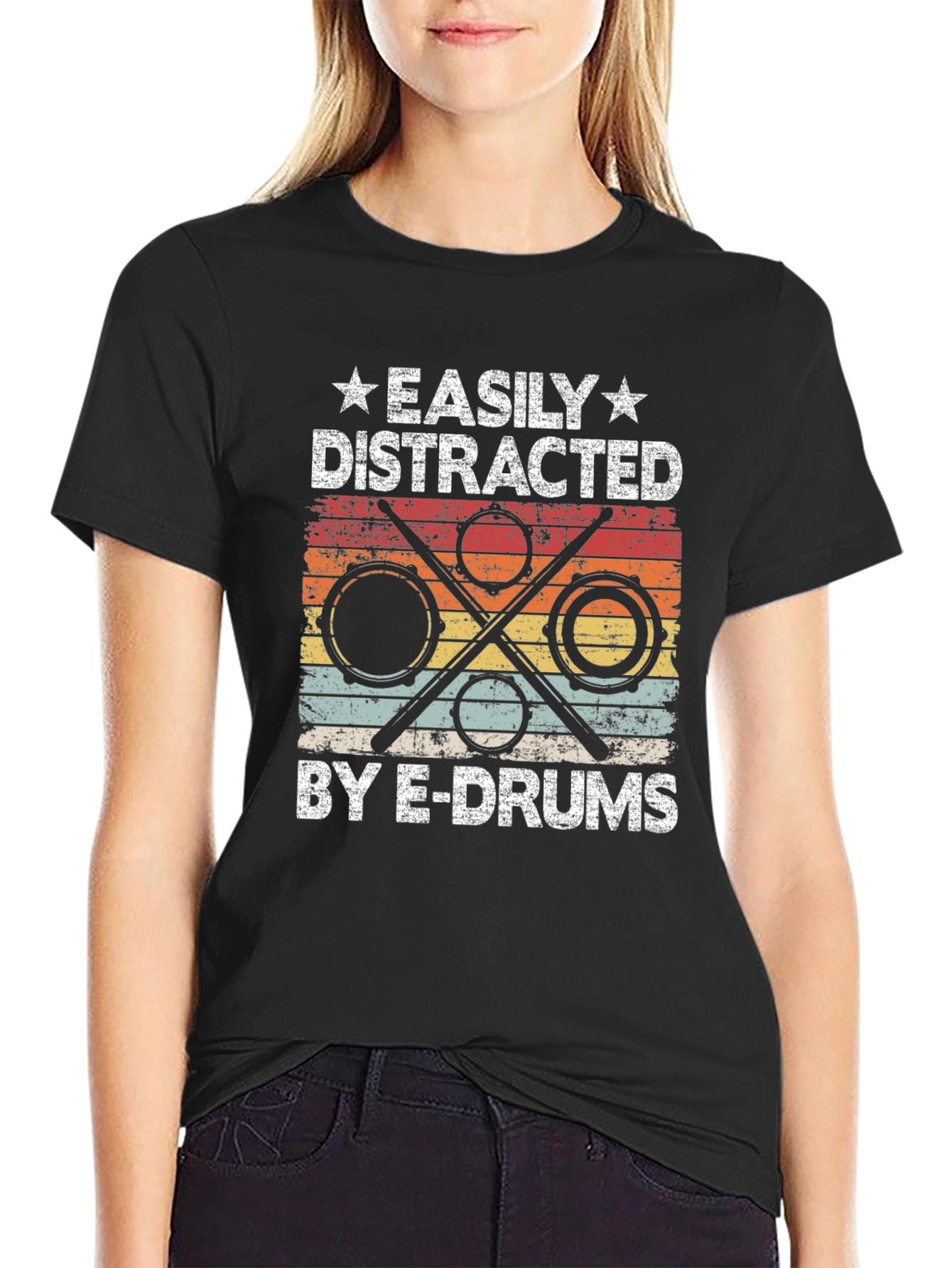 Easily Distracted By E-Drums Graphic T-Shirt