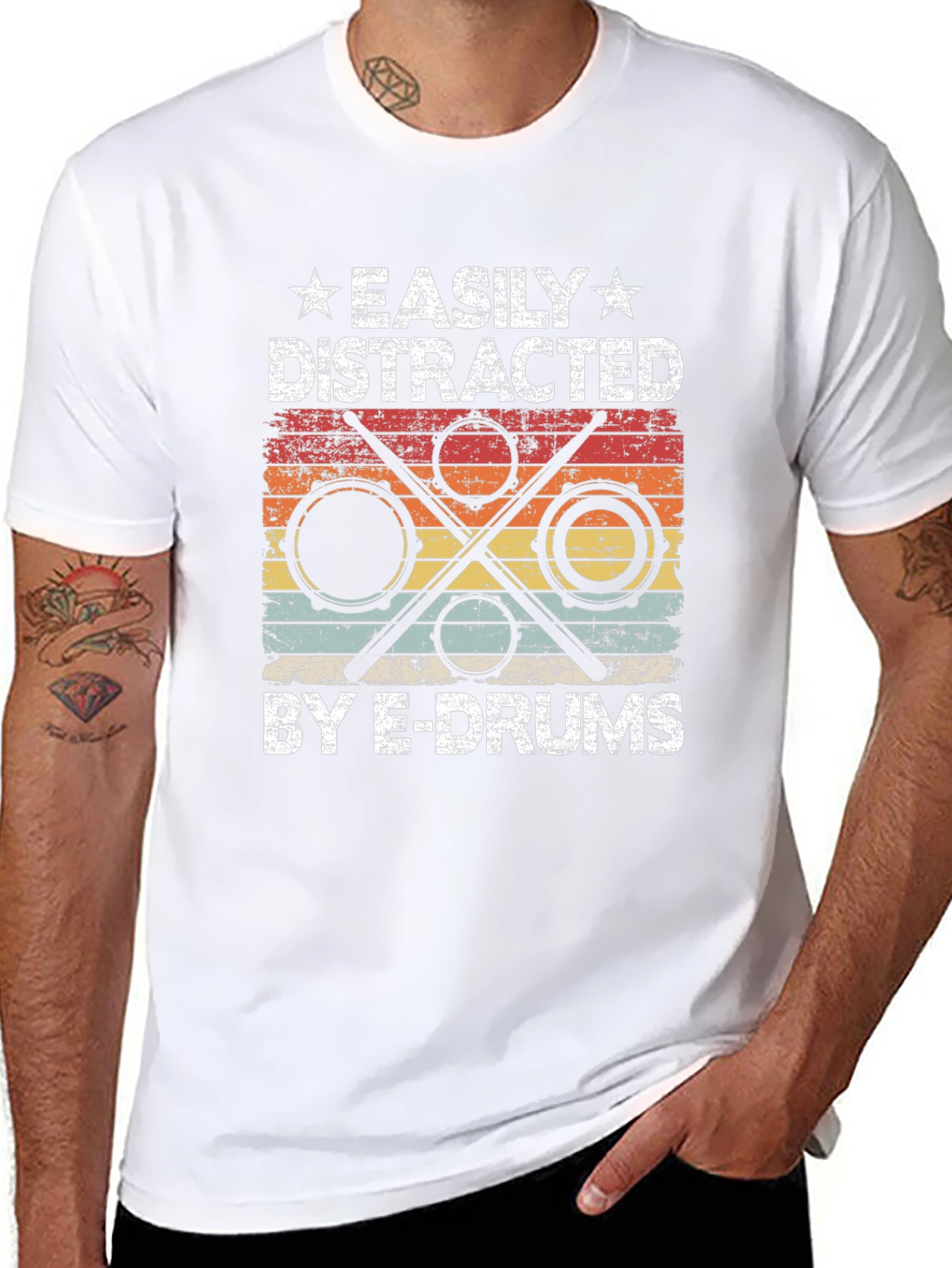 Easily Distracted By E-Drums Graphic T-Shirt