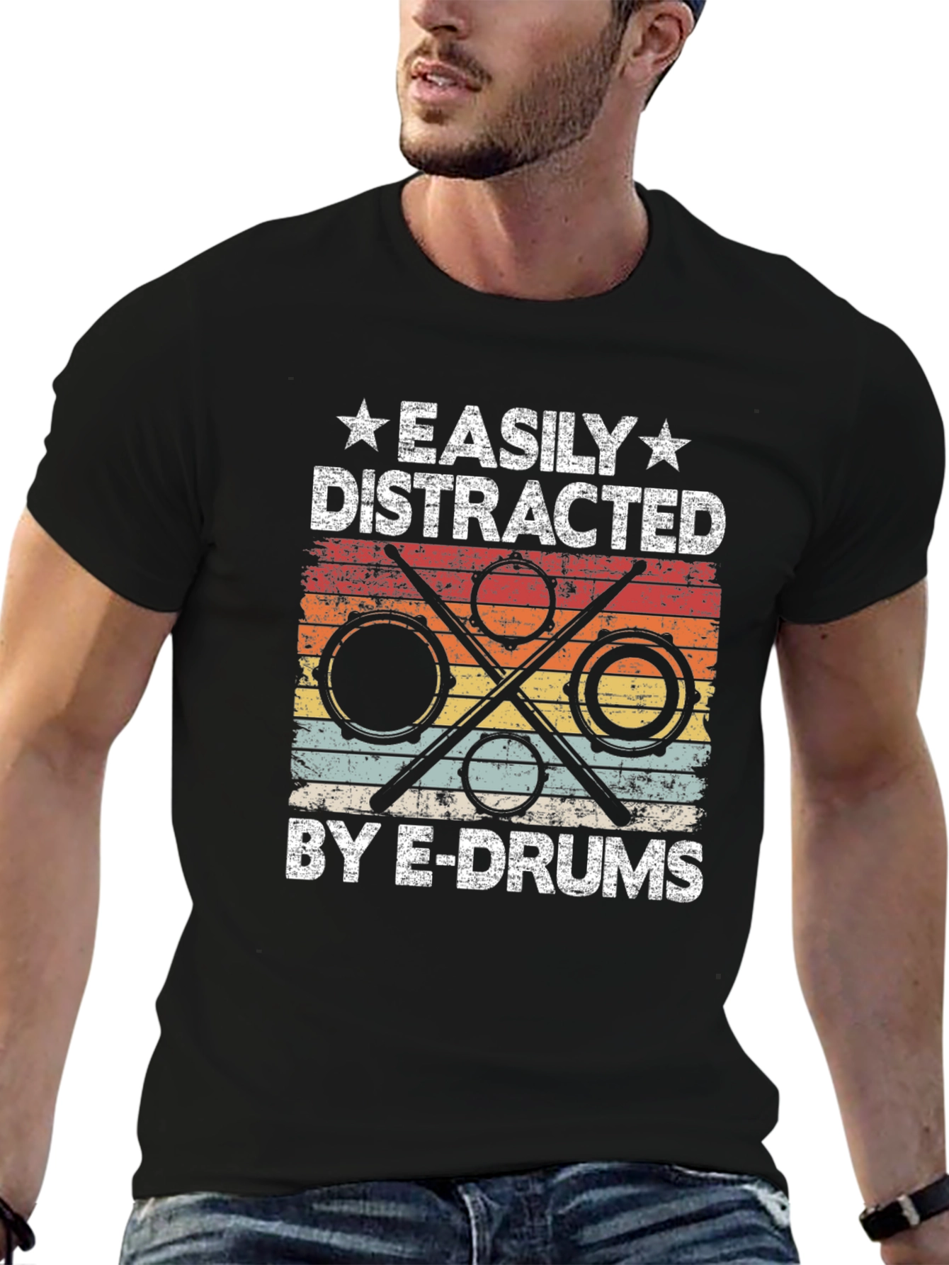 Easily Distracted By E-Drums Graphic T-Shirt