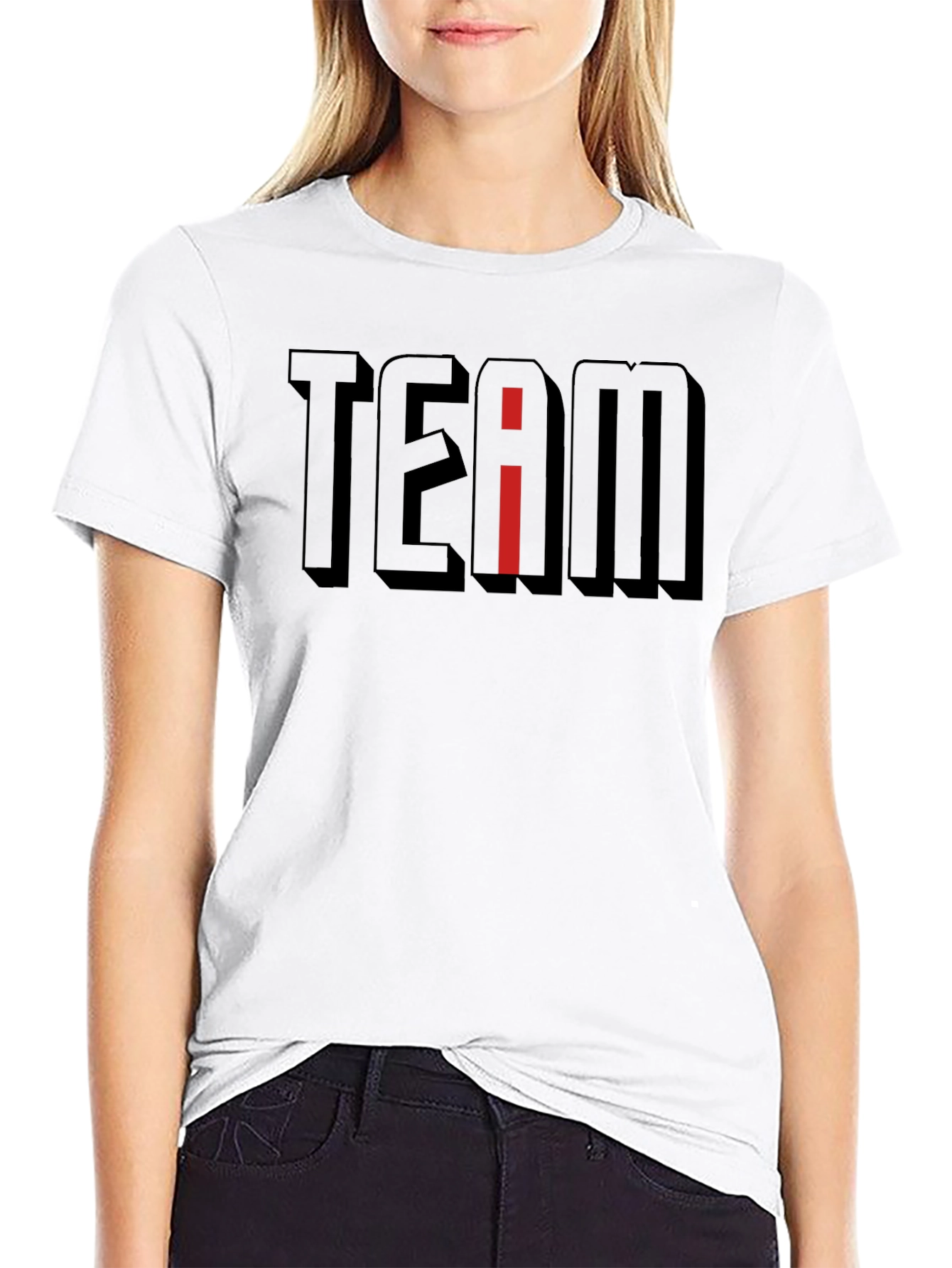 Team T-Shirt - Black Tee with Red I Accent