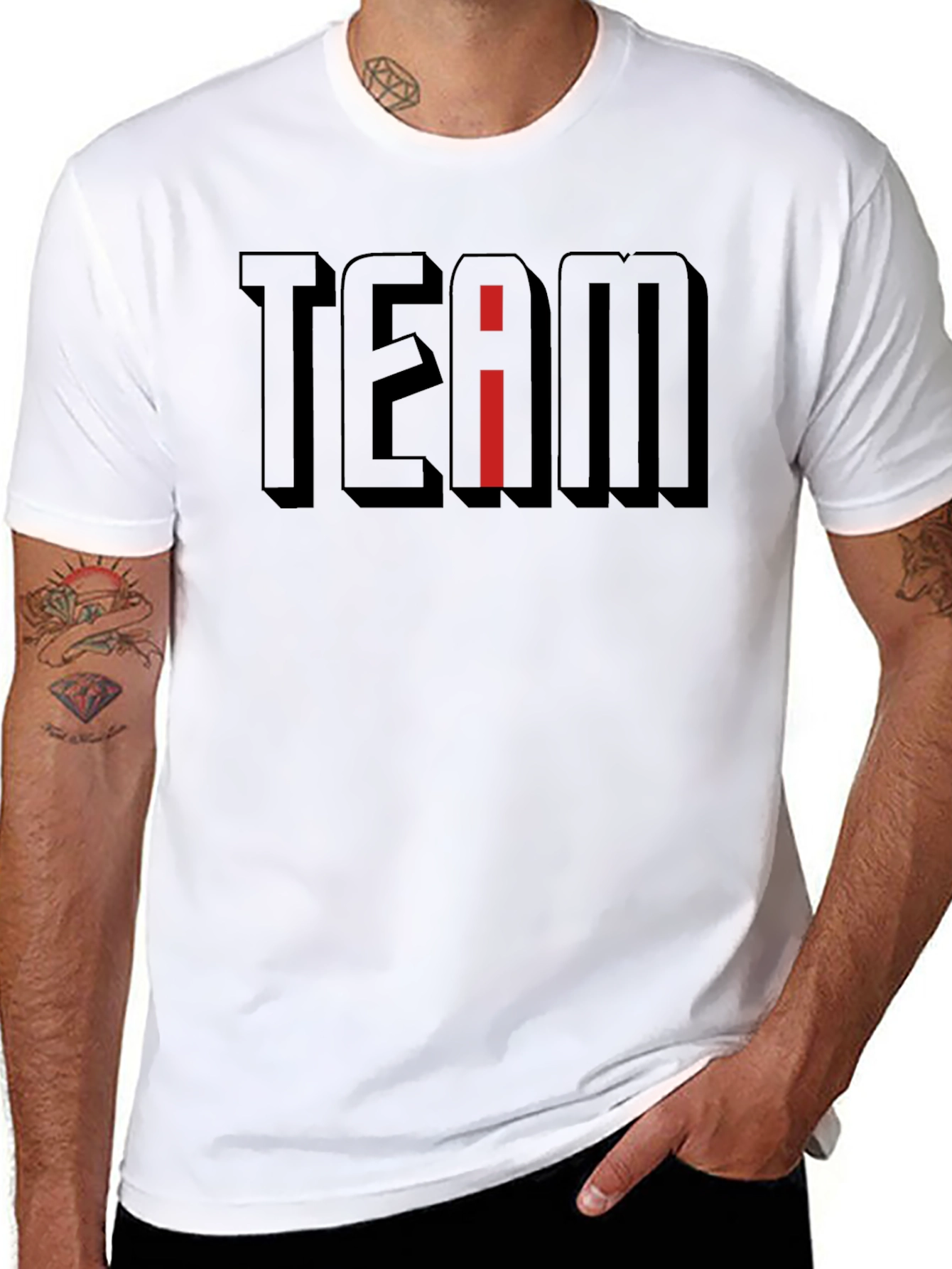 Team T-Shirt - Black Tee with Red I Accent