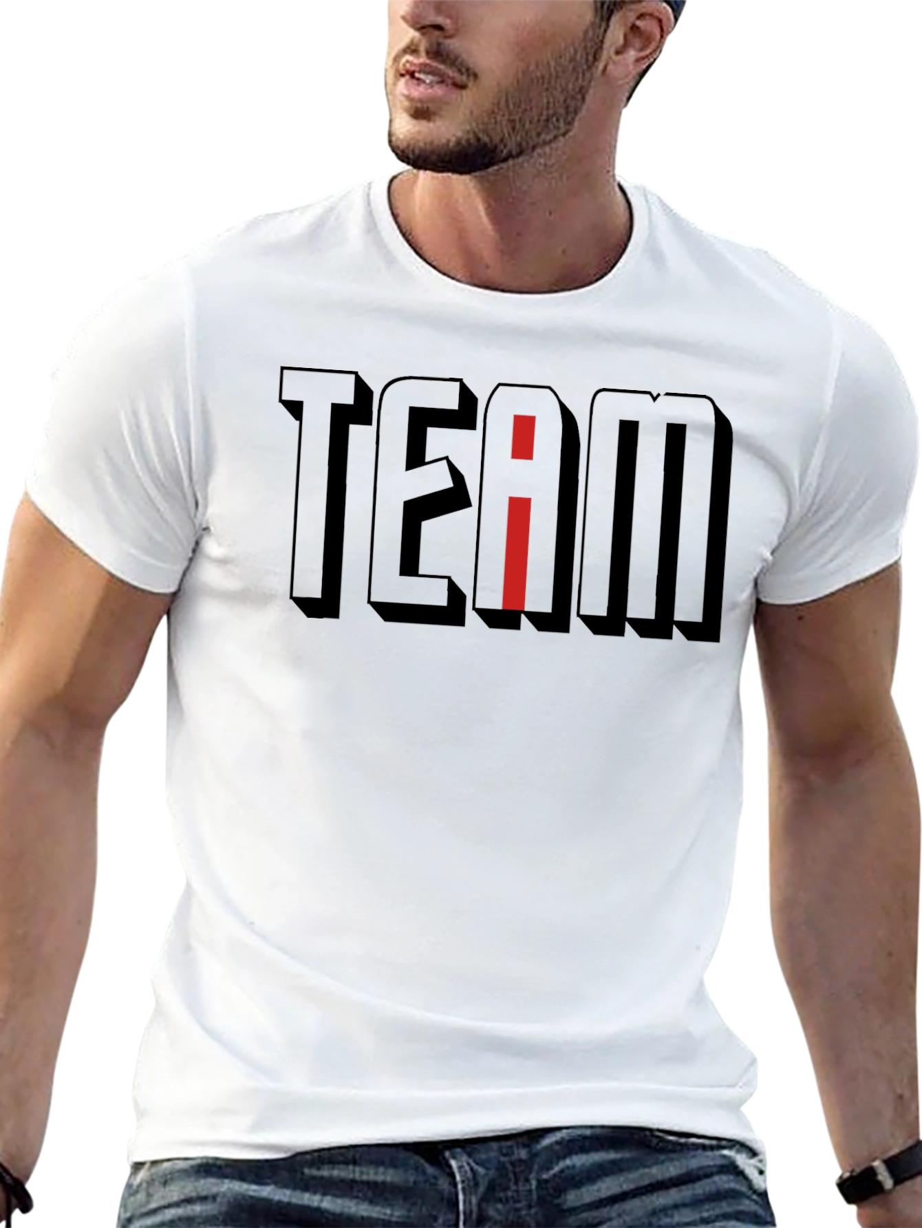 Team T-Shirt - Black Tee with Red I Accent