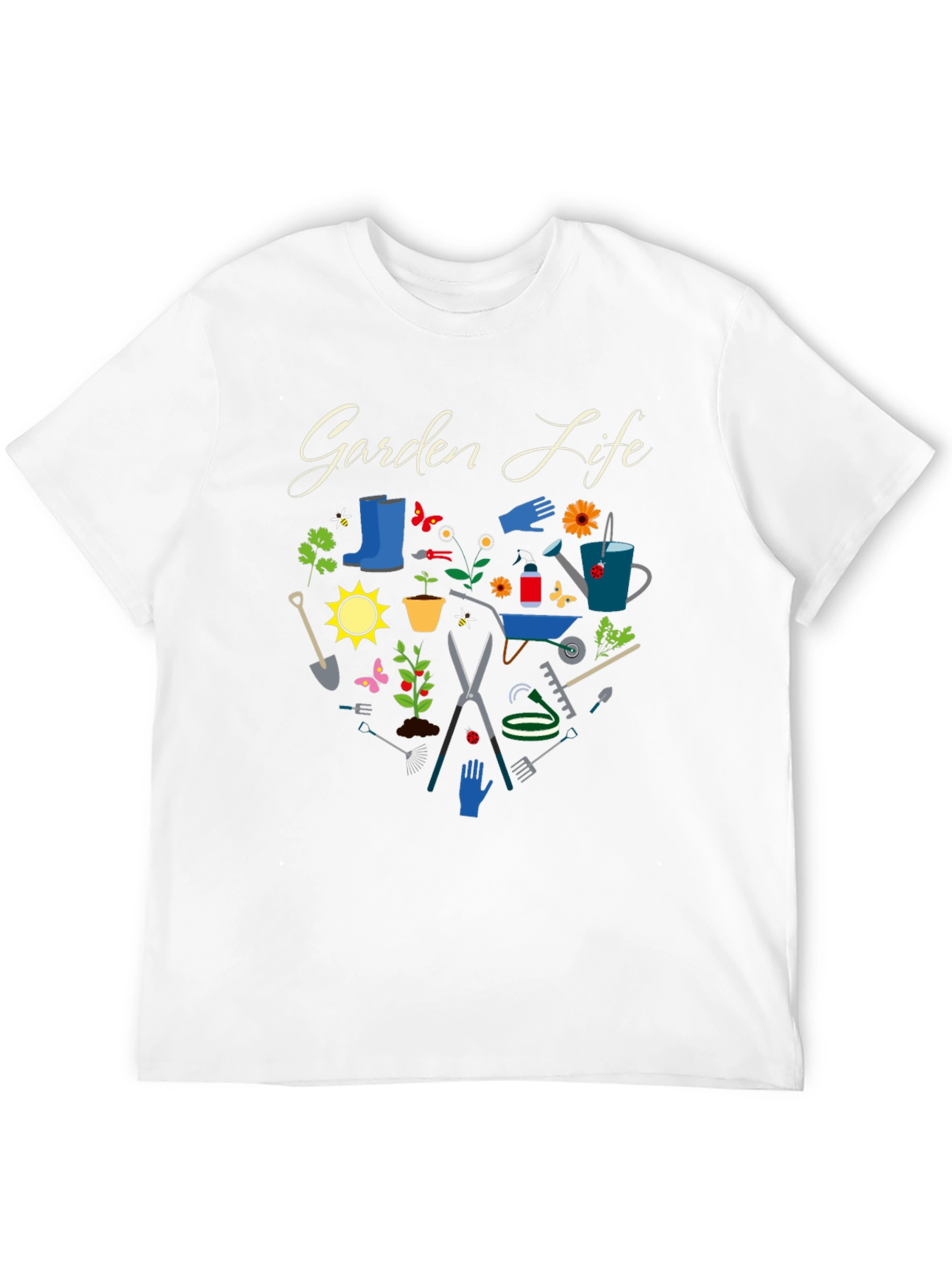 Garden Life Black T-Shirt: Gardening Tools Graphic Tee