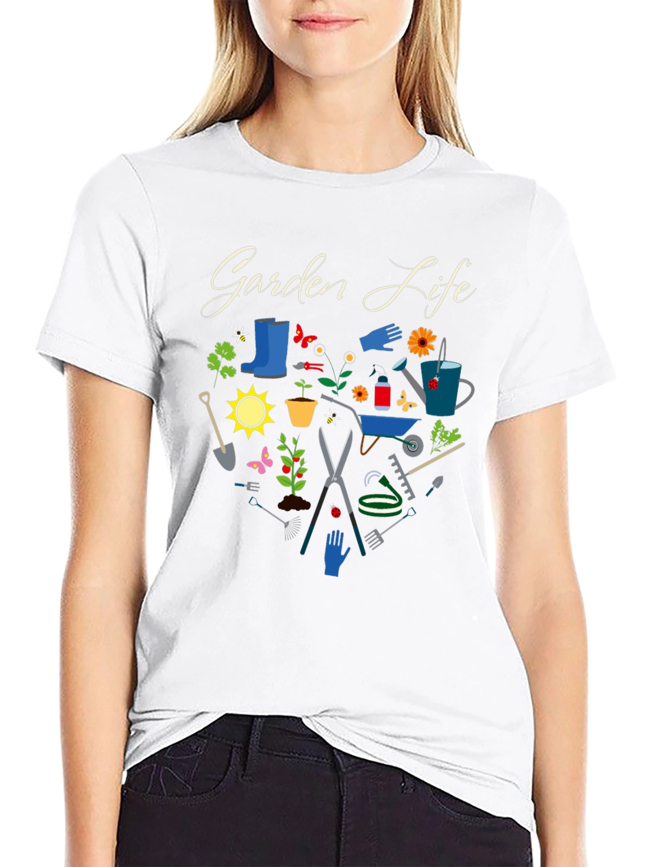 Garden Life Black T-Shirt: Gardening Tools Graphic Tee