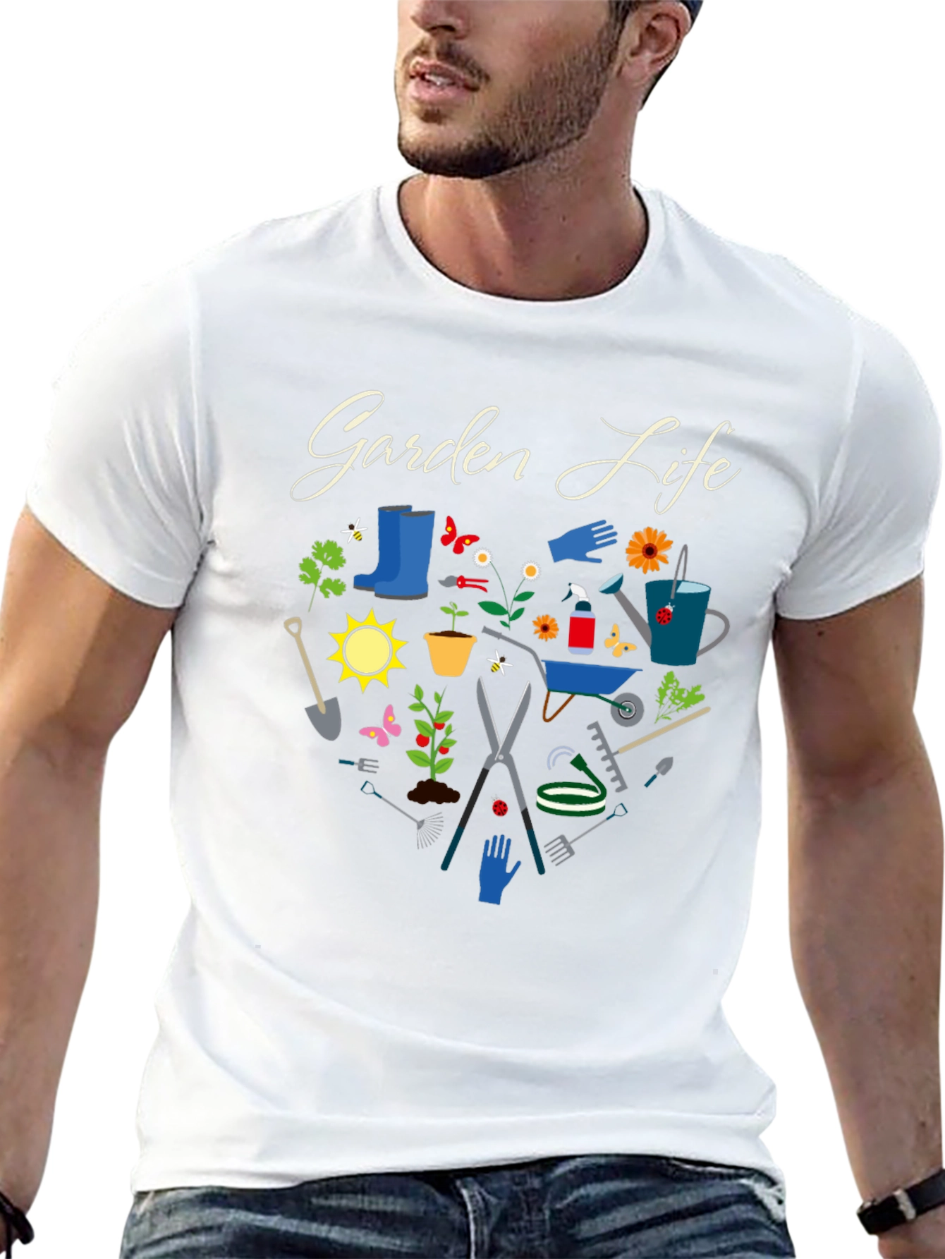 Garden Life Black T-Shirt: Gardening Tools Graphic Tee