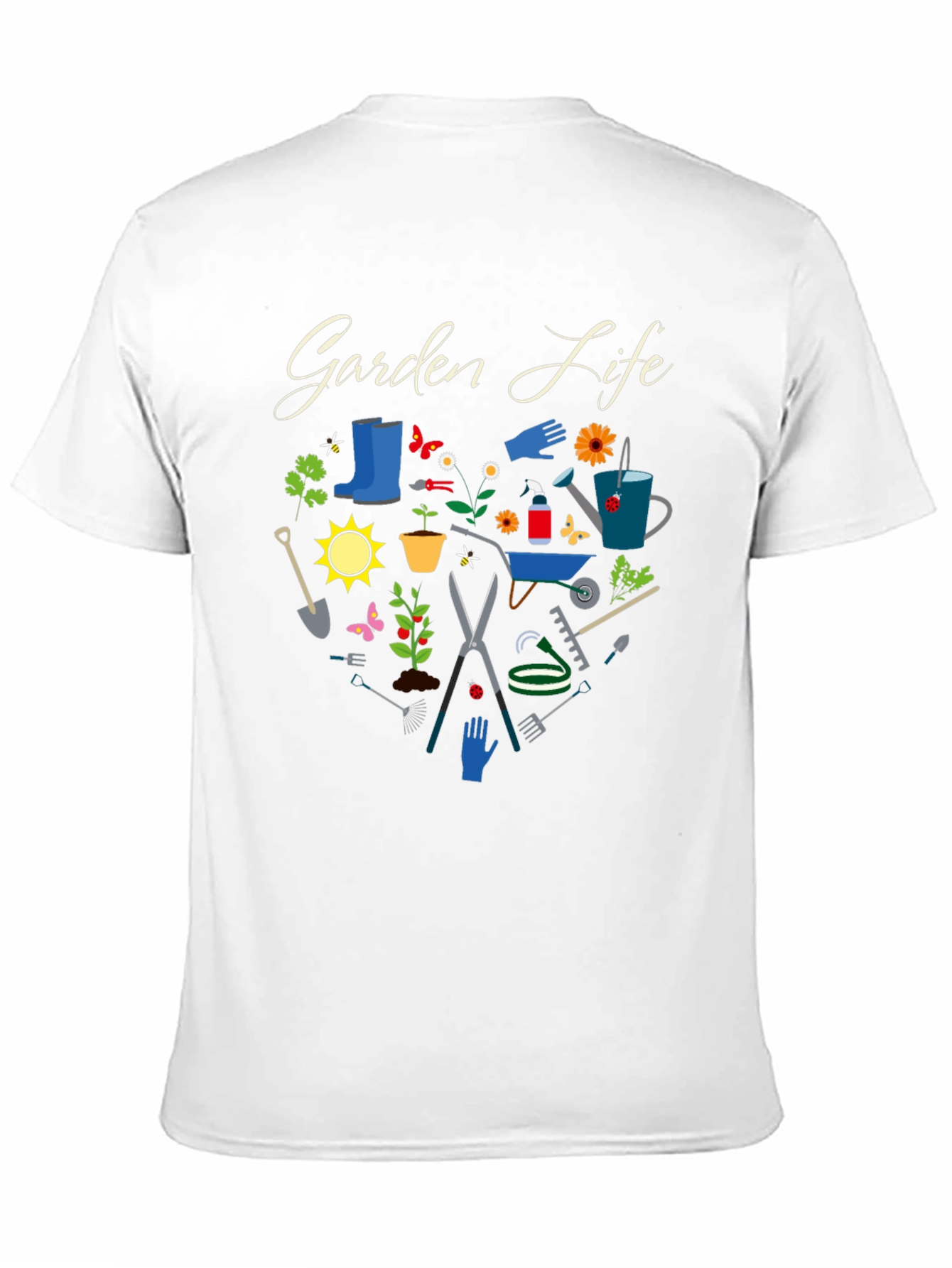 Garden Life Black T-Shirt: Gardening Tools Graphic Tee
