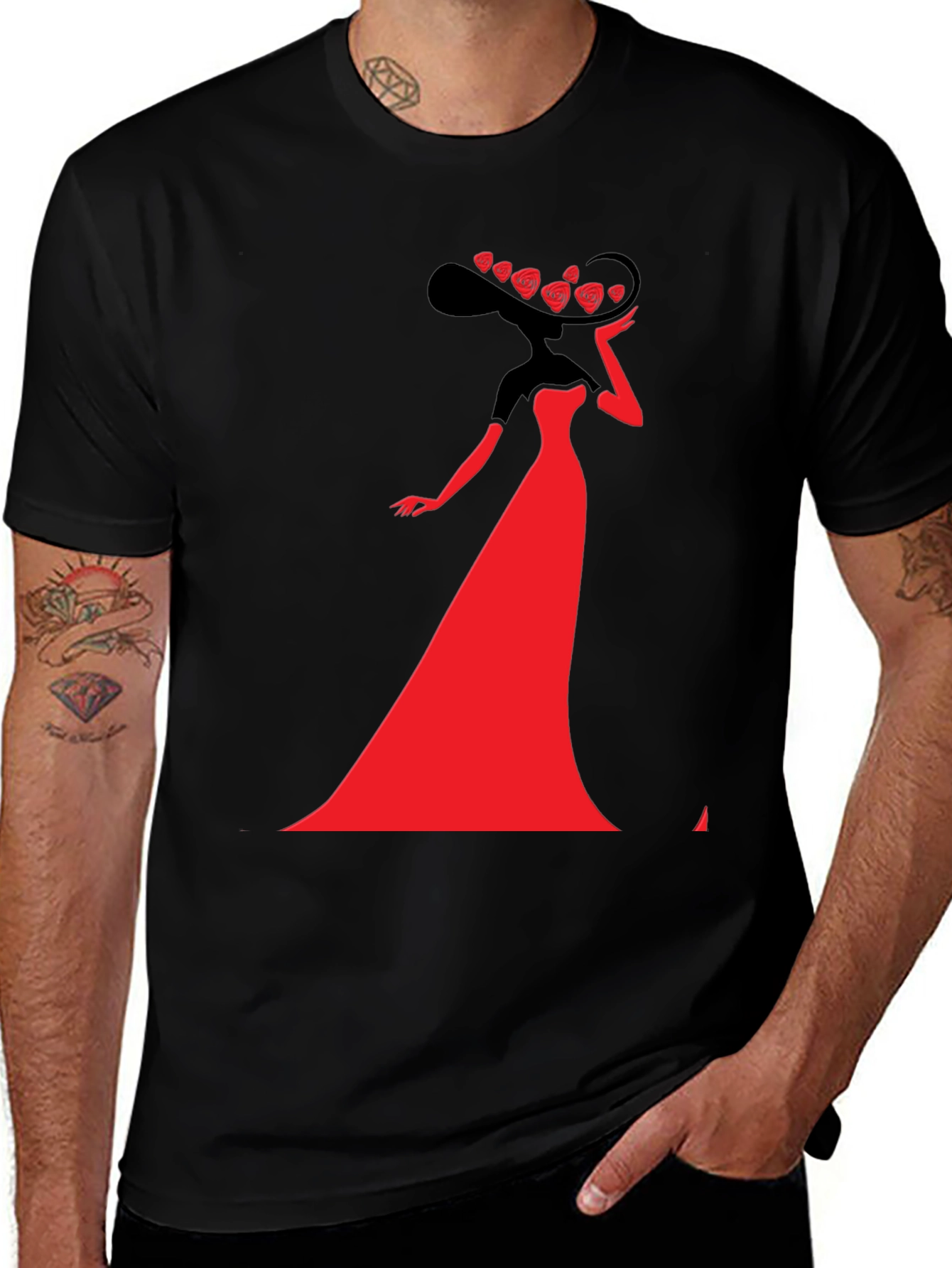 Stylish Lady Graphic Tee - Black
