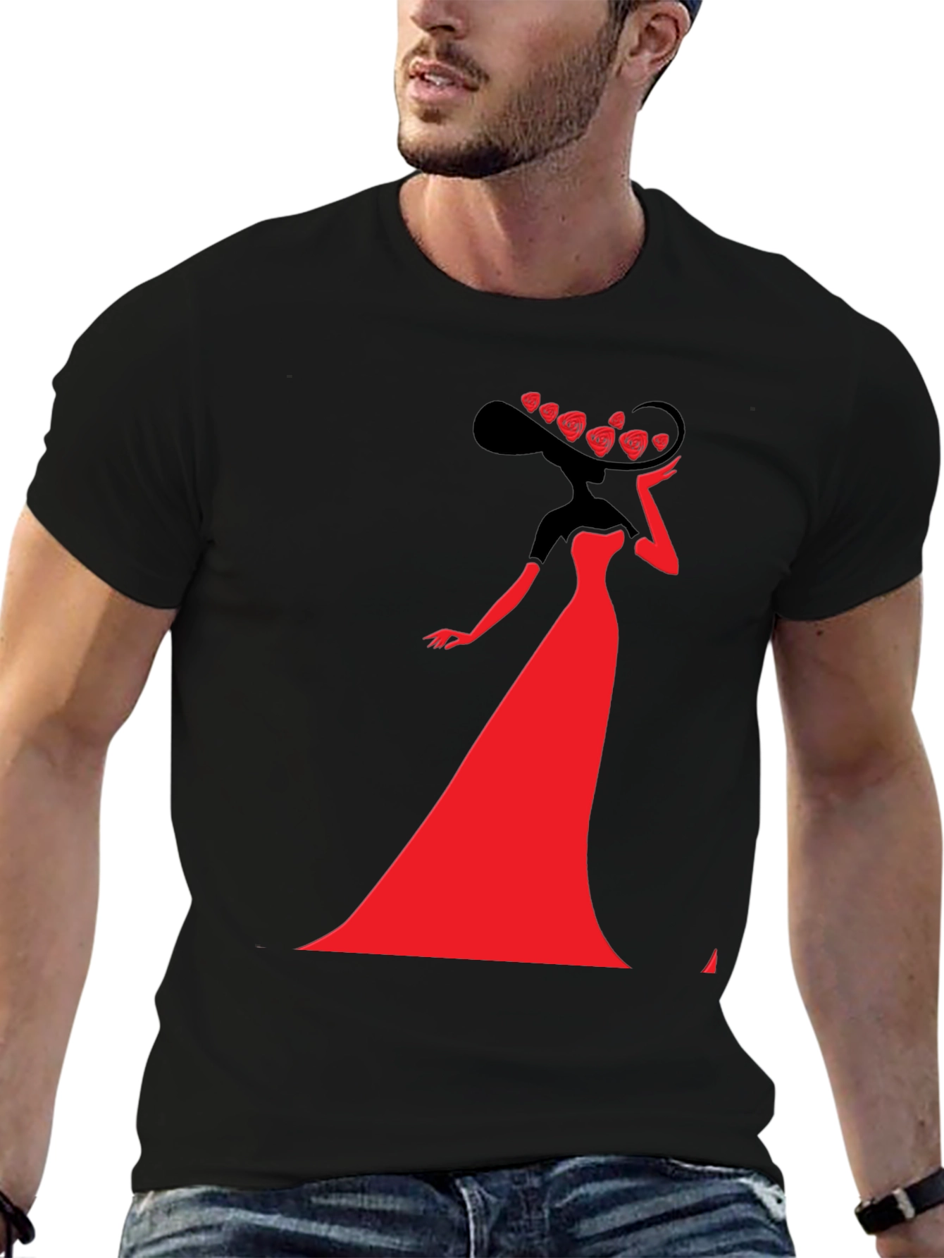 Stylish Lady Graphic Tee - Black