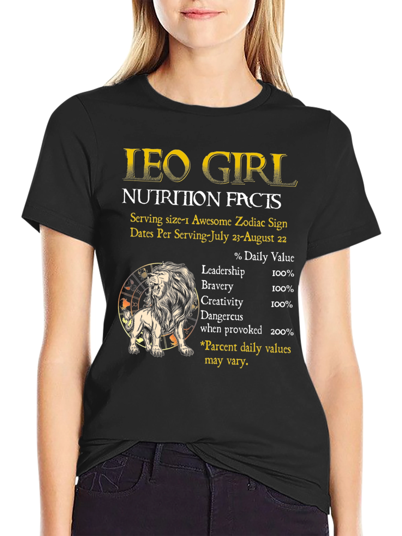 Leo Girl Nutrition Facts Zodiac T-Shirt