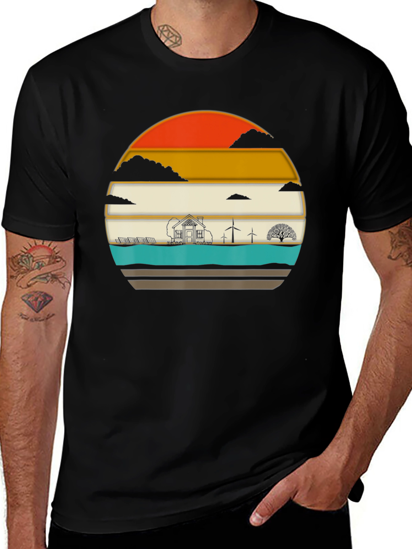 Eco-Friendly T-Shirt: Solar & Wind Power