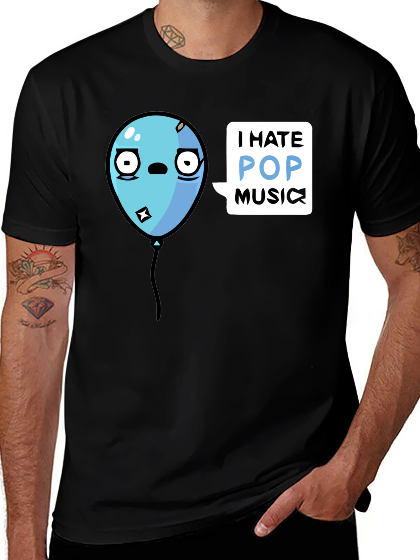 I Hate Pop Music Balloon Graphic Tee - Black