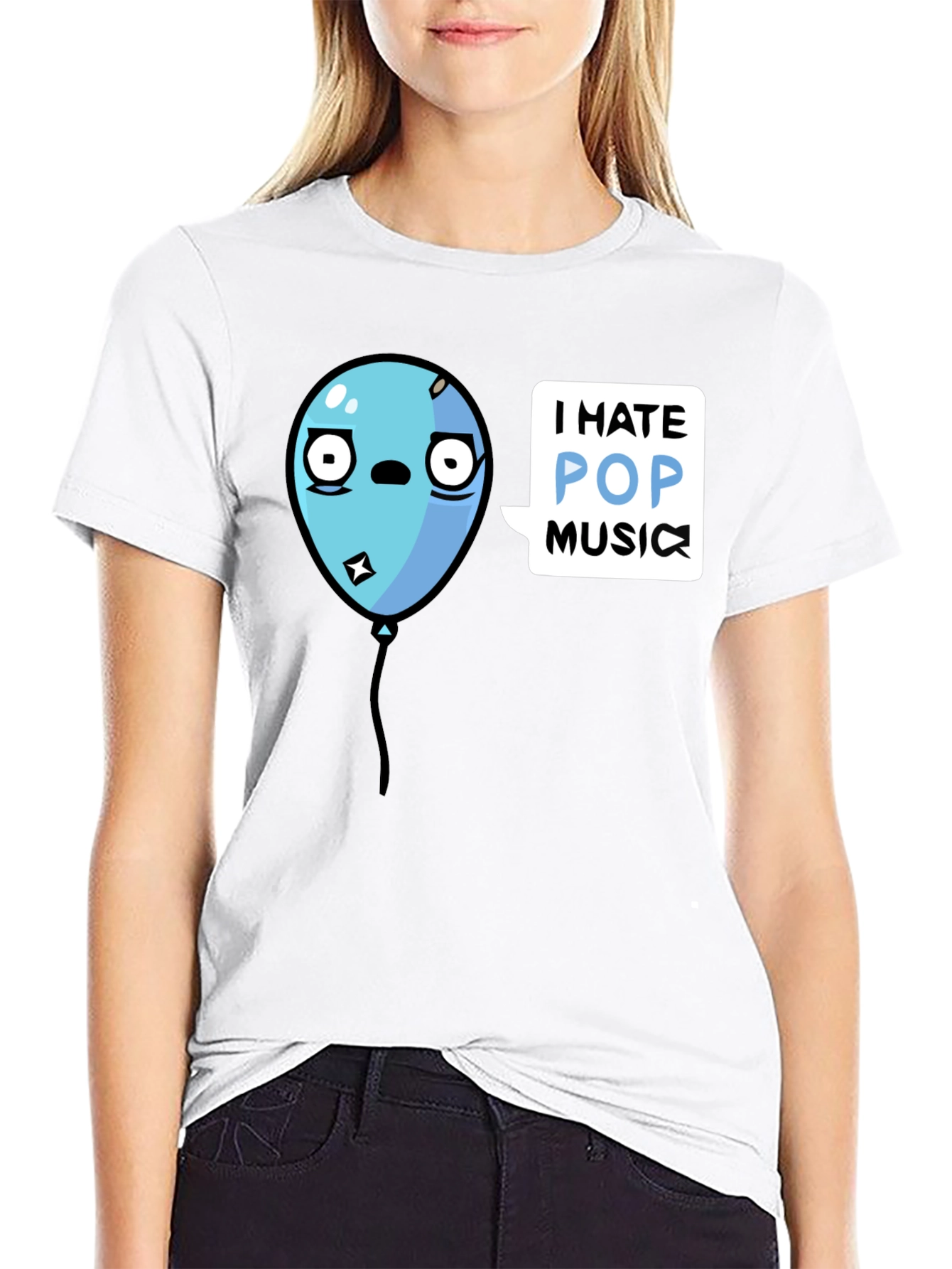 I Hate Pop Music Balloon Graphic Tee - Black