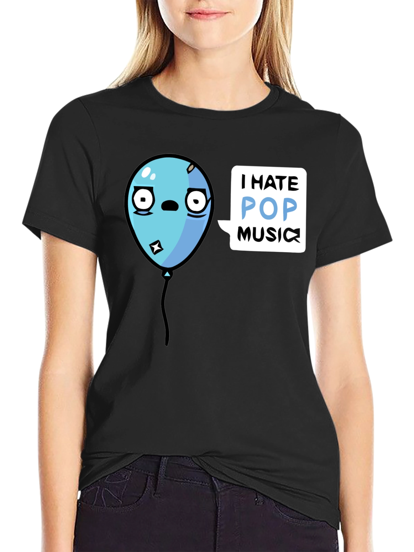 I Hate Pop Music Balloon Graphic Tee - Black