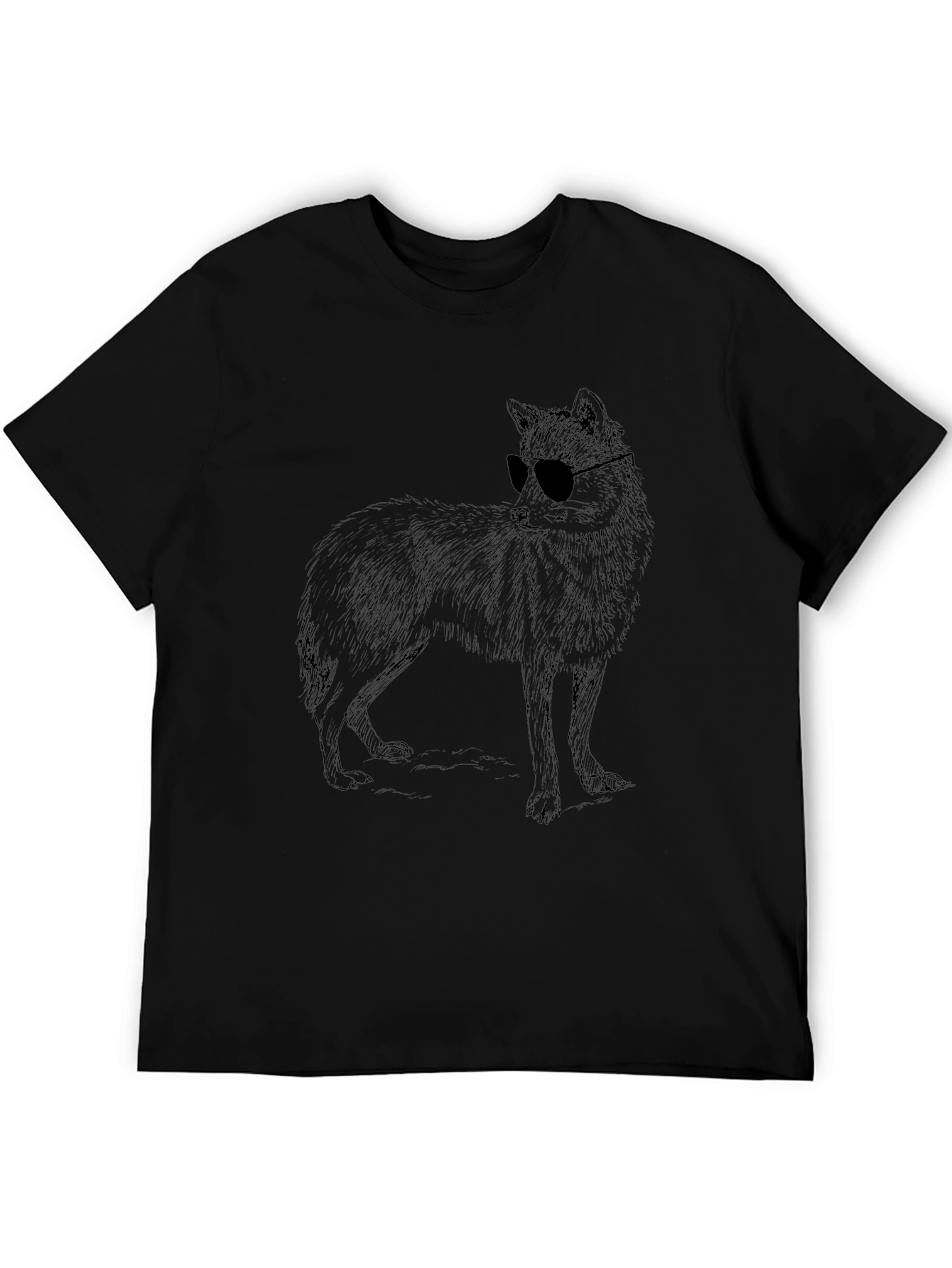 Cool Wolf Graphic Tee - Black Casual T-Shirt