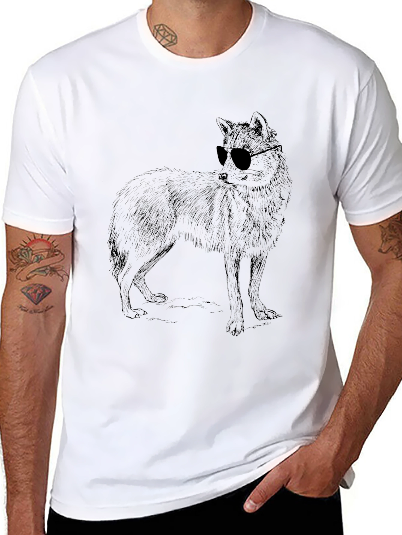 Cool Wolf Graphic Tee - Black Casual T-Shirt