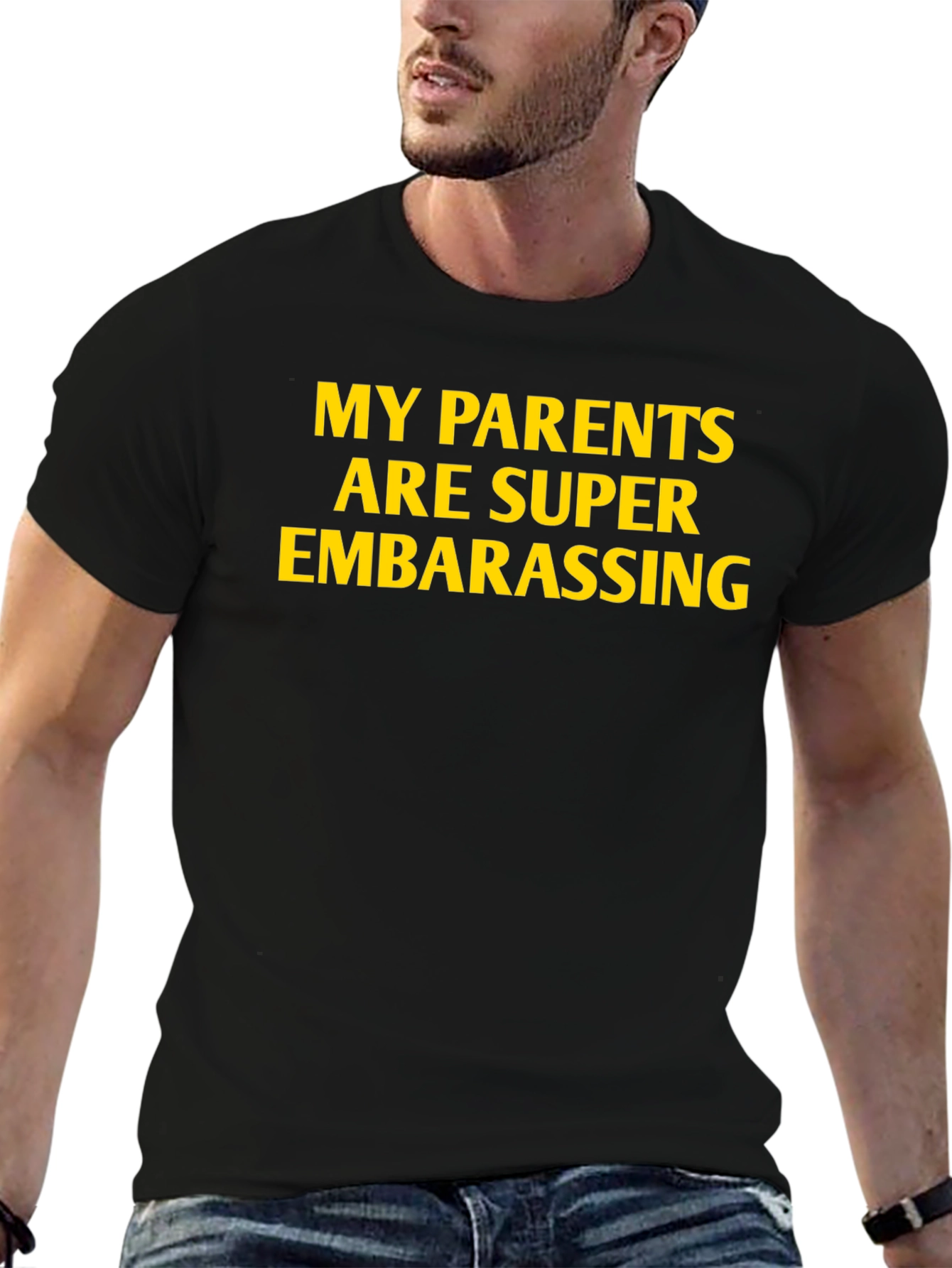 Funny My Parents Are Super Embarrassing Black Tee